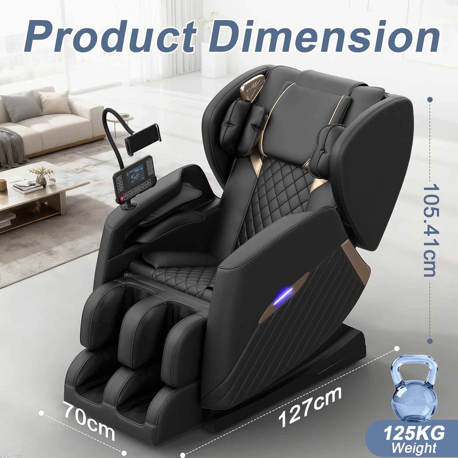 Thumbnail 1 de Srfzluxy Poltrona massaggiante – Zero Gravity, 16 massaggi e 8 airbag, riscaldamento lombare, rulli per polpacci, altoparlante Bluetooth