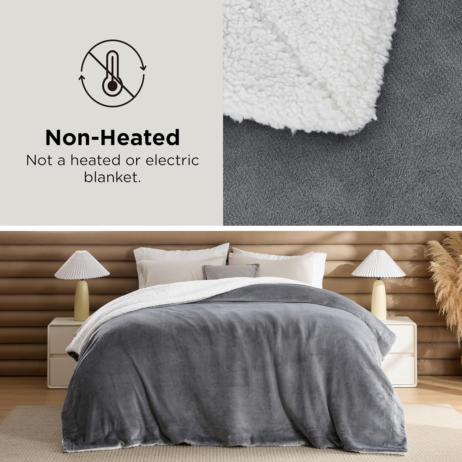Detalle de Bedsure Sherpa Throw Blanket, 50 x 60 Inches