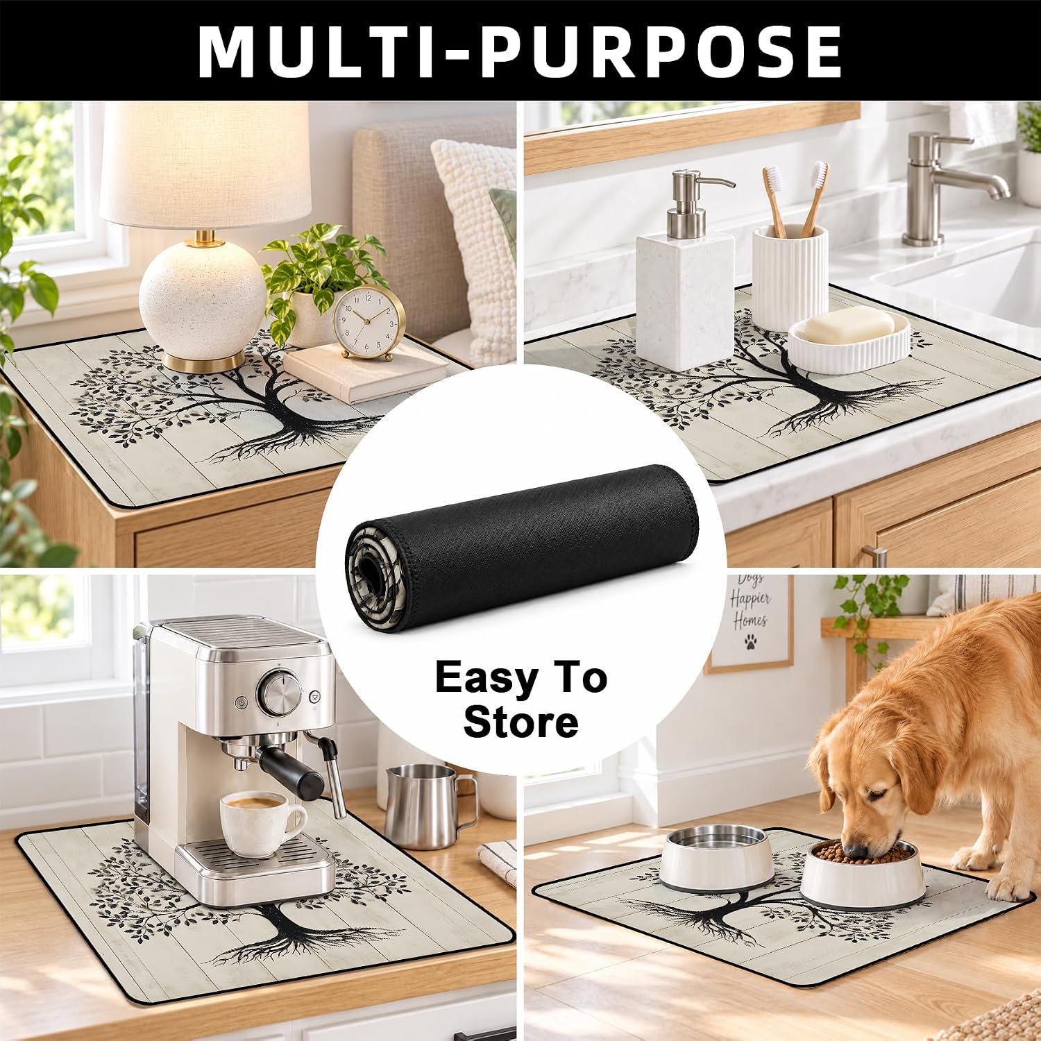 Thumbnail 6 de NYZE XYJD-002 Washer and Dryer Top Mat, Non-Slip, Waterproof, Tree of Life