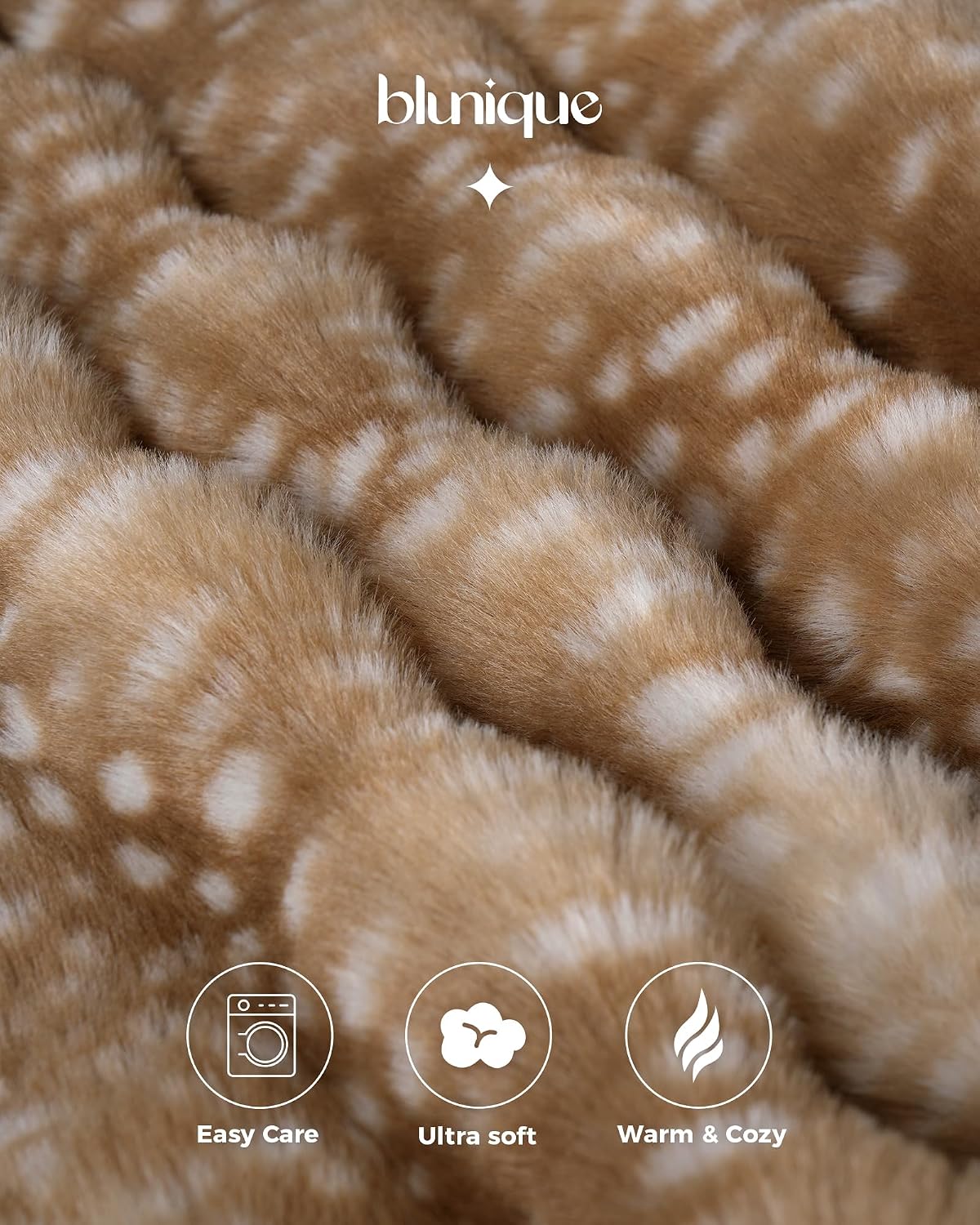 Thumbnail 2 de blunique FFTB Faux Fur Throw Blanket, 50 x 60 in, Tie-Dye Camel