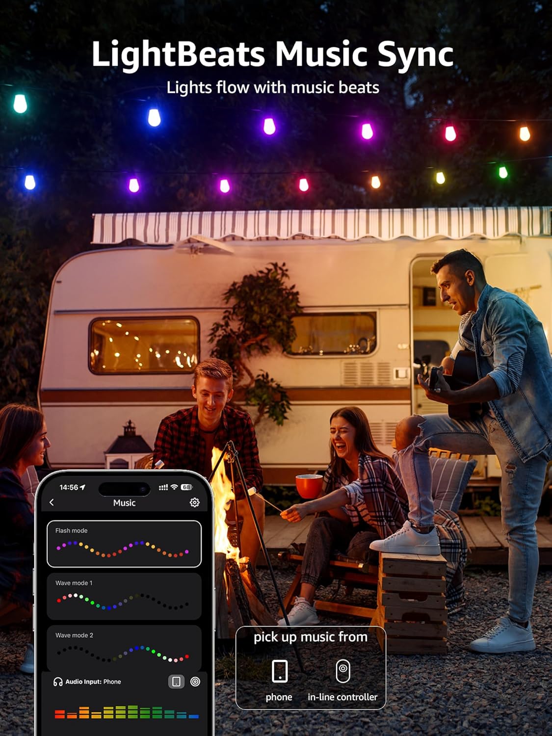 Thumbnail 6 de Lepro ZB1 AI Festoon Lights Outdoor 15m (RGB + IC Warm White) – Smart music sync string lights with Alexa