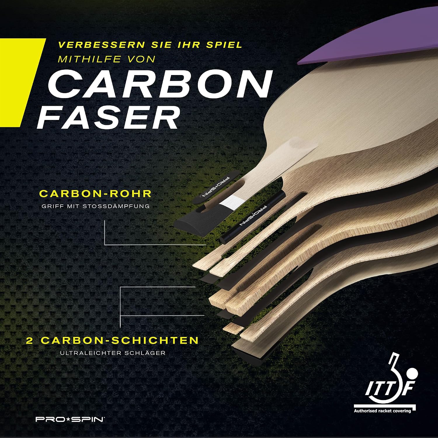Detalle 1 de PRO-SPIN Tischtennisschläger 2,0 mm 🏓