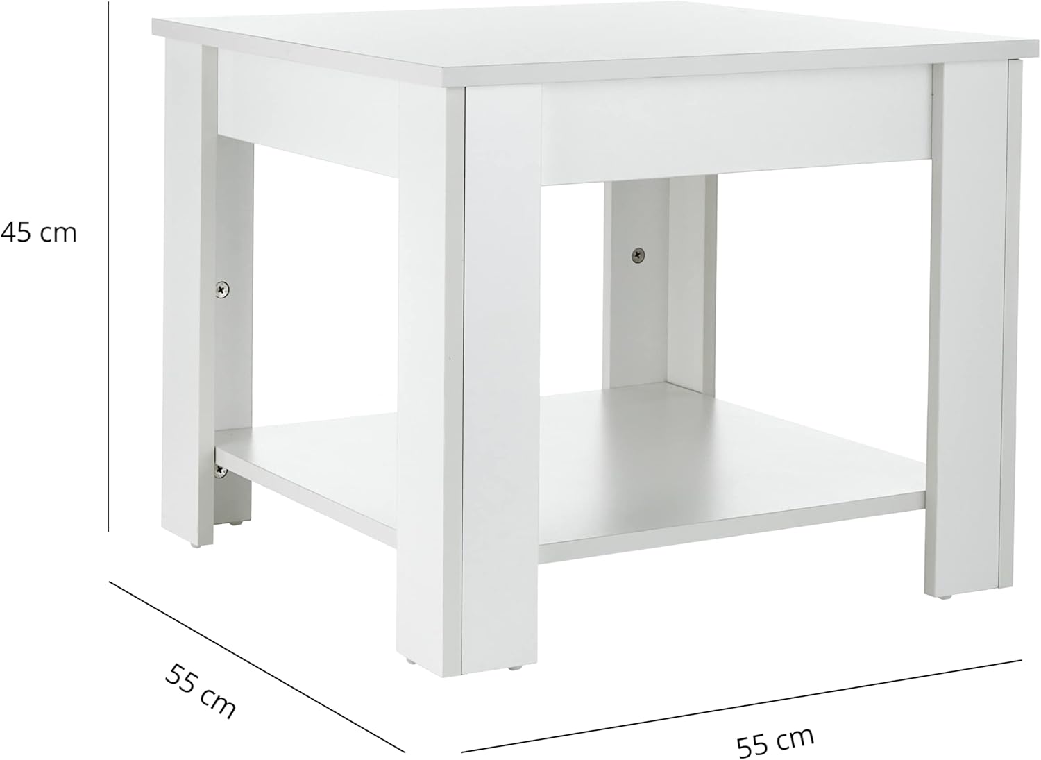 Detalle de Baroni Home Tavolino Da Salotto Moderno, Quadratato 55x55x45 cm con Ripiano Inferiore