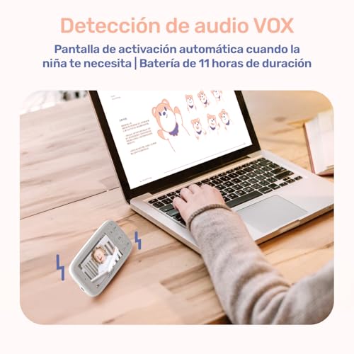 Thumbnail 4 de jeeber Cámara Vigilancia Bebe con App Móvil, 4” IPS, 360° Visión, Detección de llanto y VOX