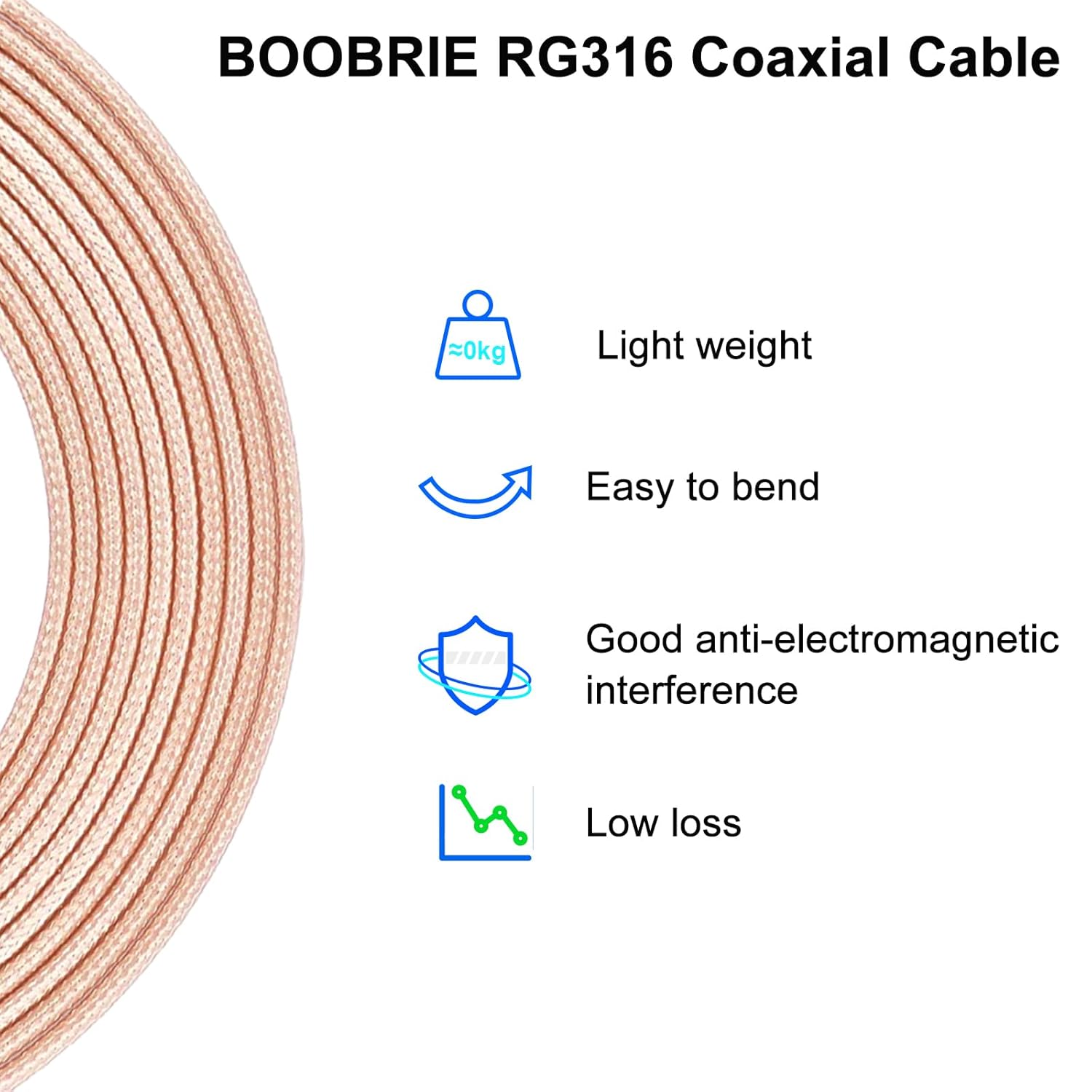 Detalle de Boobrie SMA Male to TS9 Female Adapter Cable (RG316, 15cm) – Low-loss antenna extension, 2-pack