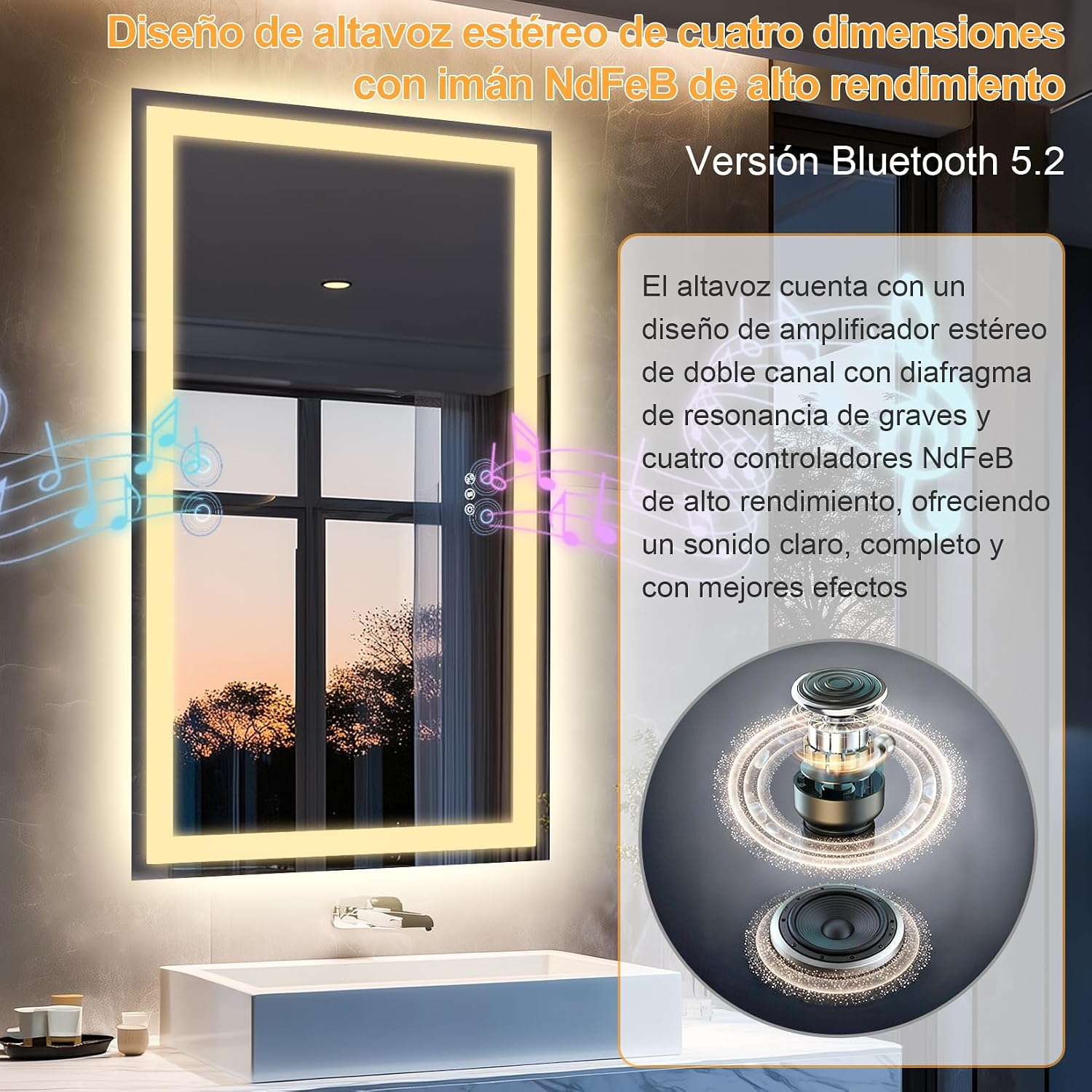 Thumbnail 5 de Espejo LED 120x70 cm con altavoz Bluetooth