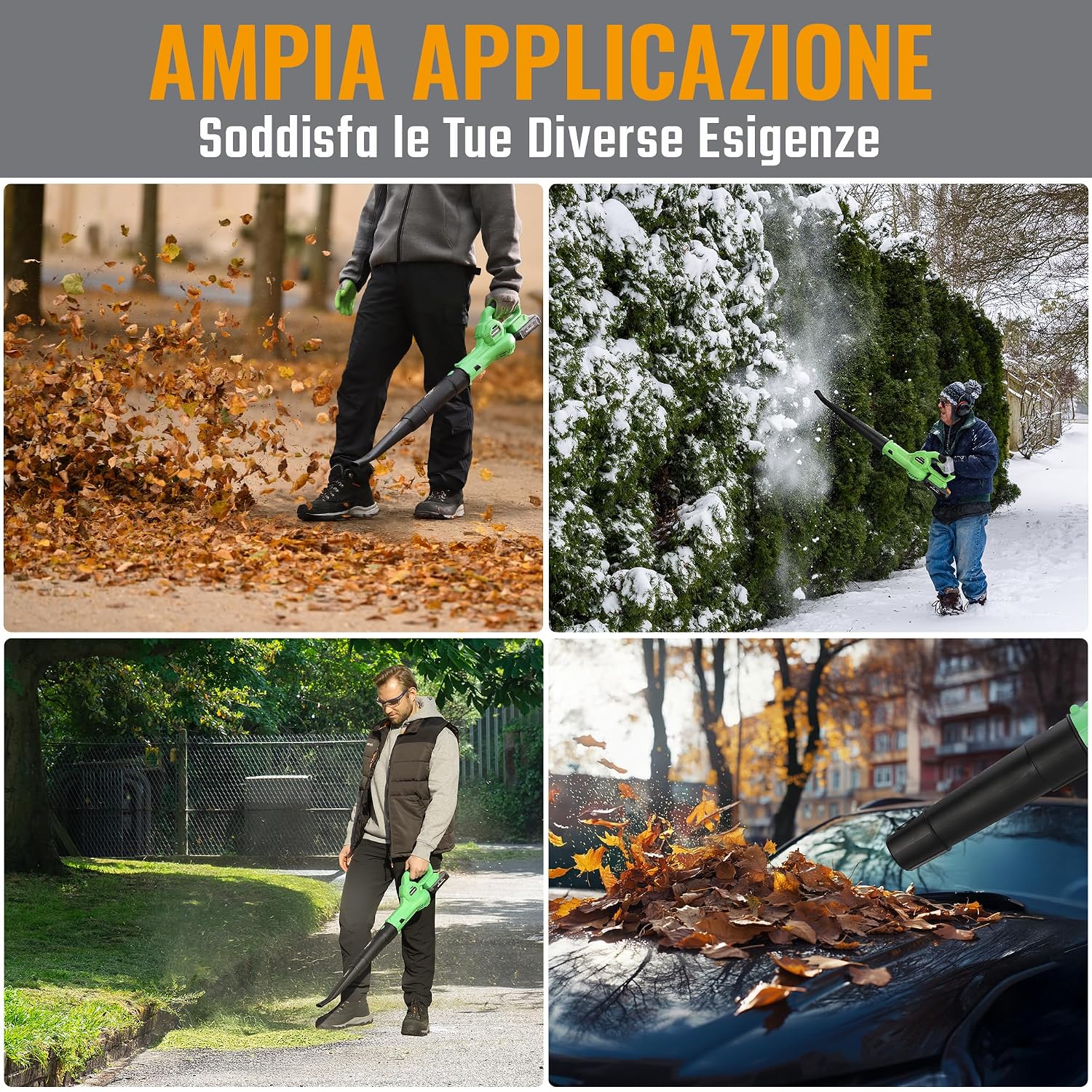 Detalle 2 de WORKPROX Soffiatore per Foglie 20V con Batteria 4000mAh – Flusso d'Aria 222 km/h, 290 m³/h