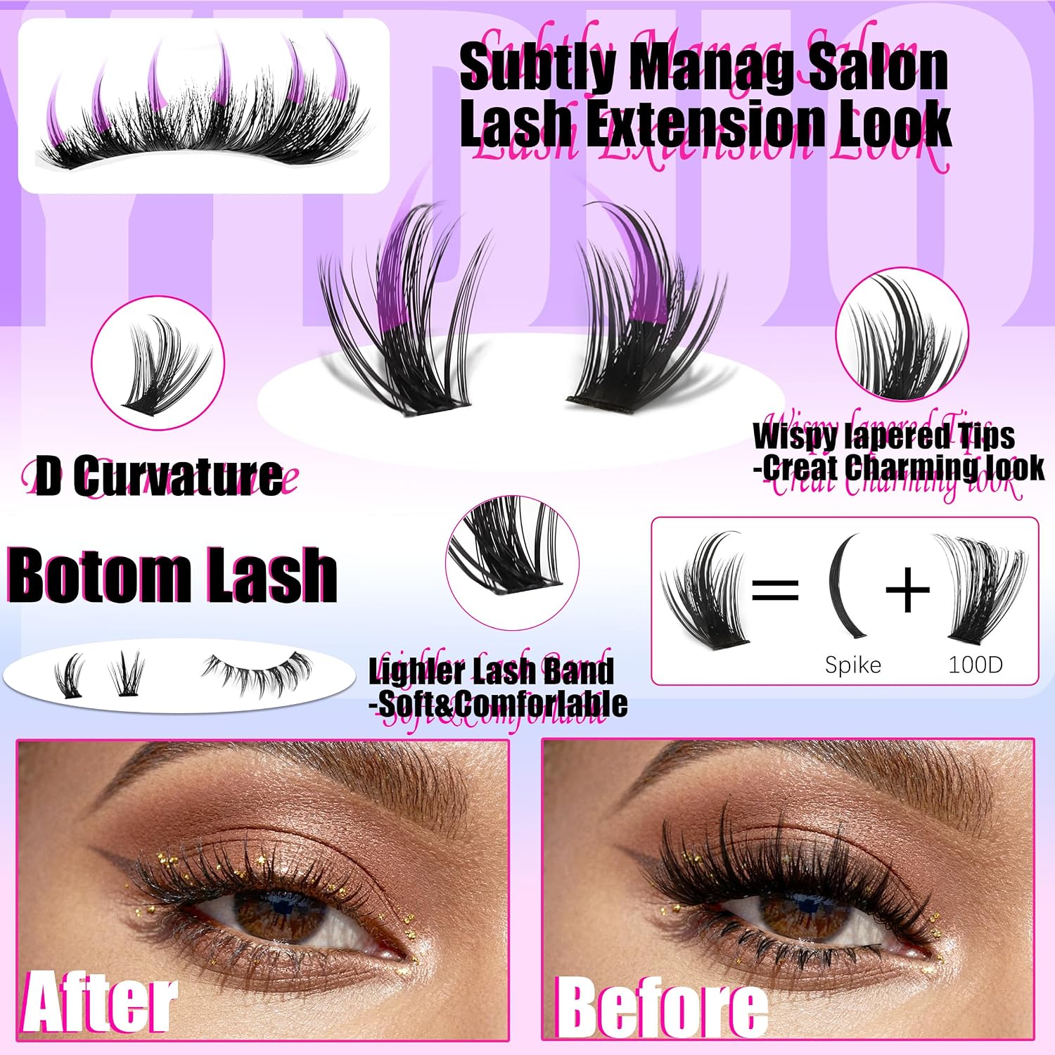 Detalle 2 de YIDUO 534-Piece Manga Lash Cluster Kit with Bottom Lashes and Bond & Seal