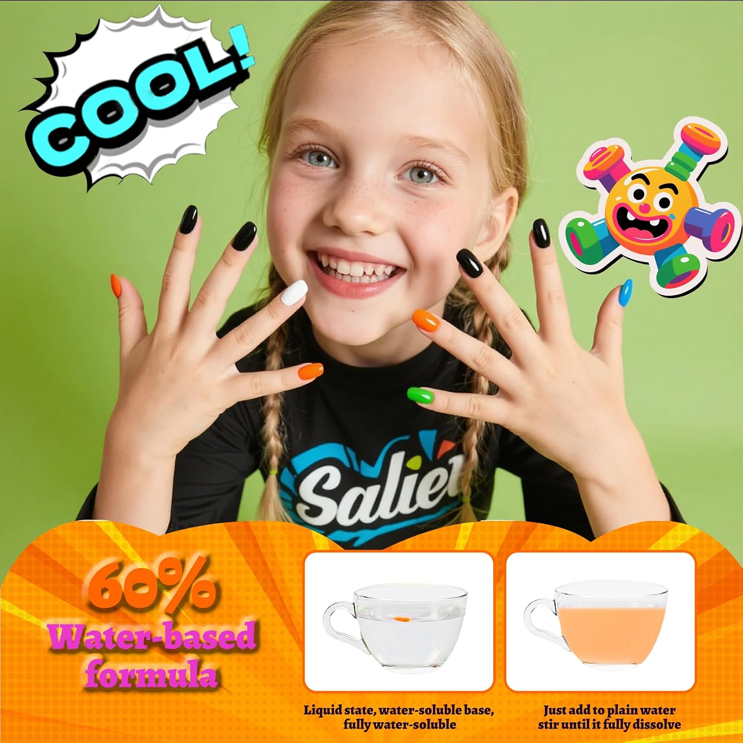 Thumbnail 3 de Aieenjor COOL GRIL Party Kinder-Nagellack Set (6 Farben) ab 2 Jahren – wasserbasiert, abziehbar