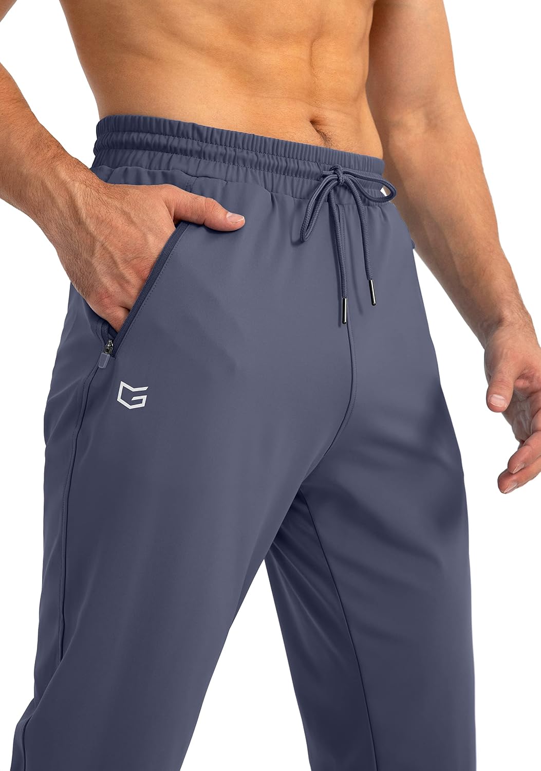 Detalle de G Gradual Men's Tapered Joggers with 4-Way Stretch and 3 Zip Pockets