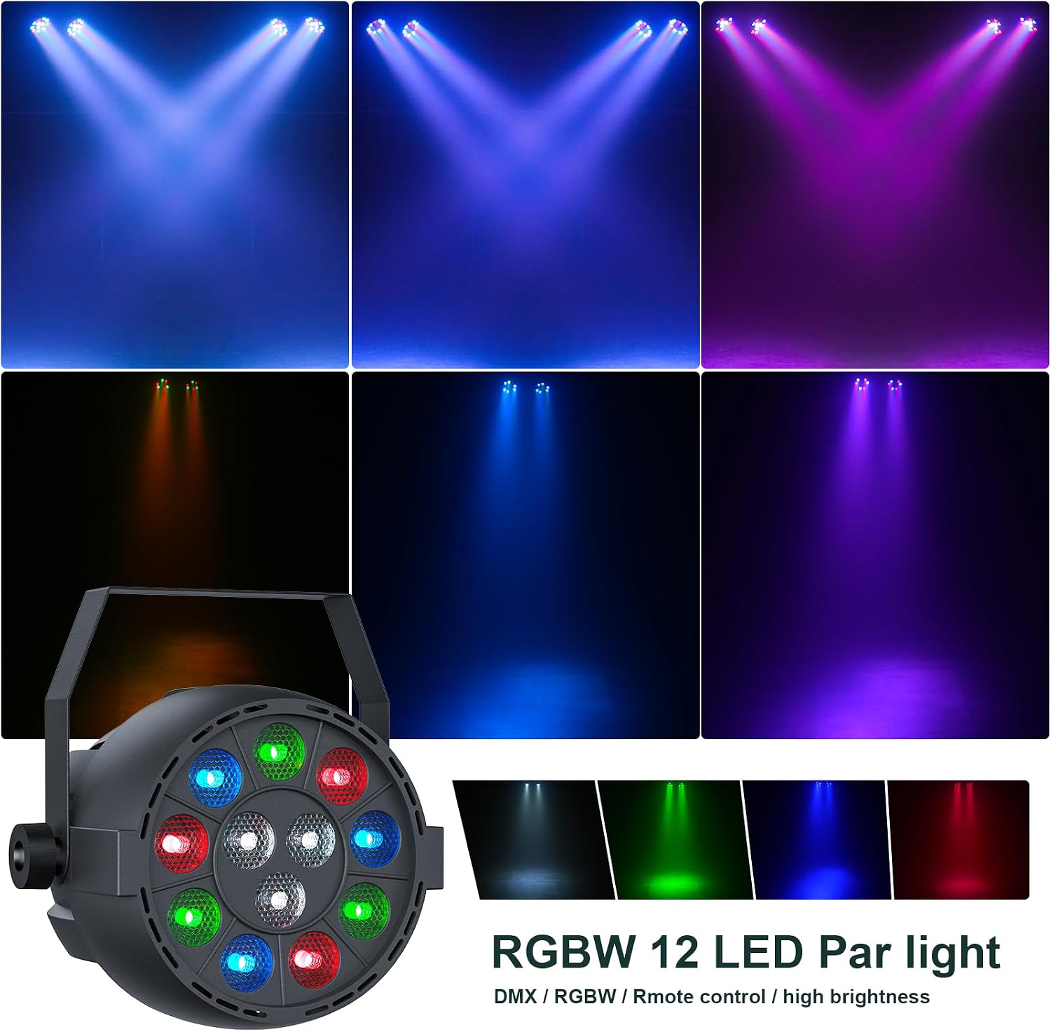 Detalle de Erreyht MYH-1447 DJ-lichtset met Derby- en RGBW-effecten, DMX en afstandsbediening