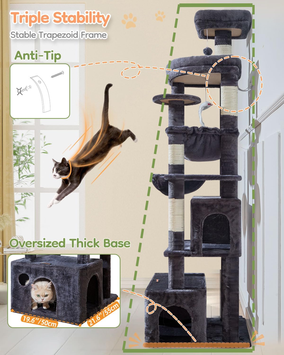 Detalle de Taoqimiao Cat Tree 76.8in