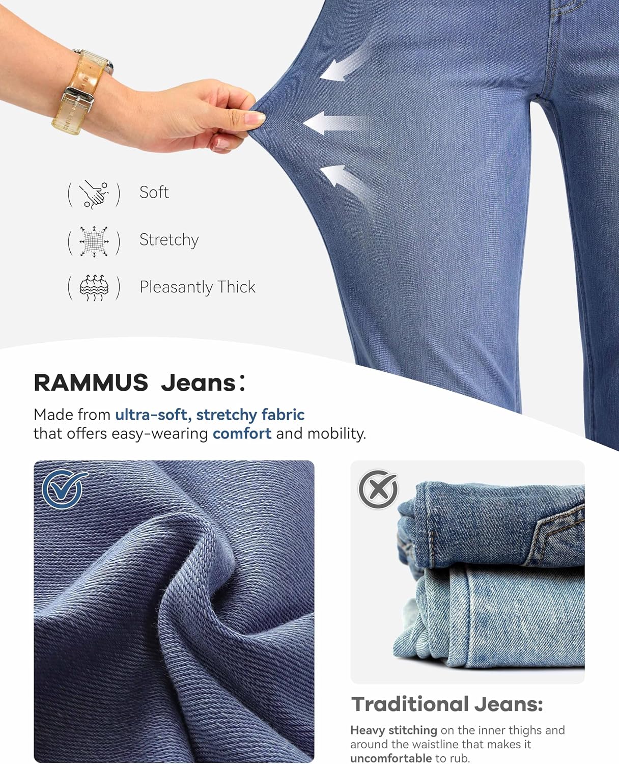 Thumbnail 6 de Rammus Women's Pull-On Straight-Leg Jeans, High-Waisted Stretch Denim