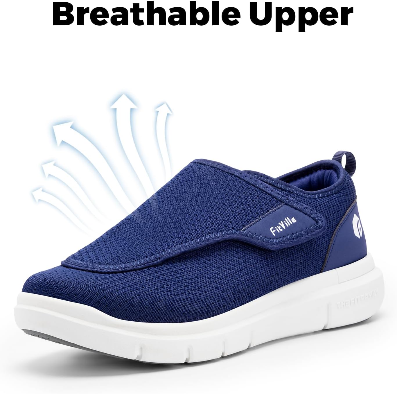 Thumbnail 5 de FitVille Mens Extra Wide Fit Diabetic Slippers with Adjustable Strap