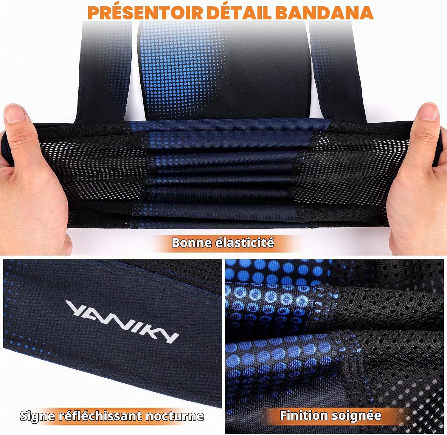 Detalle 2 de YANIKY Sportbandana, ademend voor fietsen, hardlopen en fitness