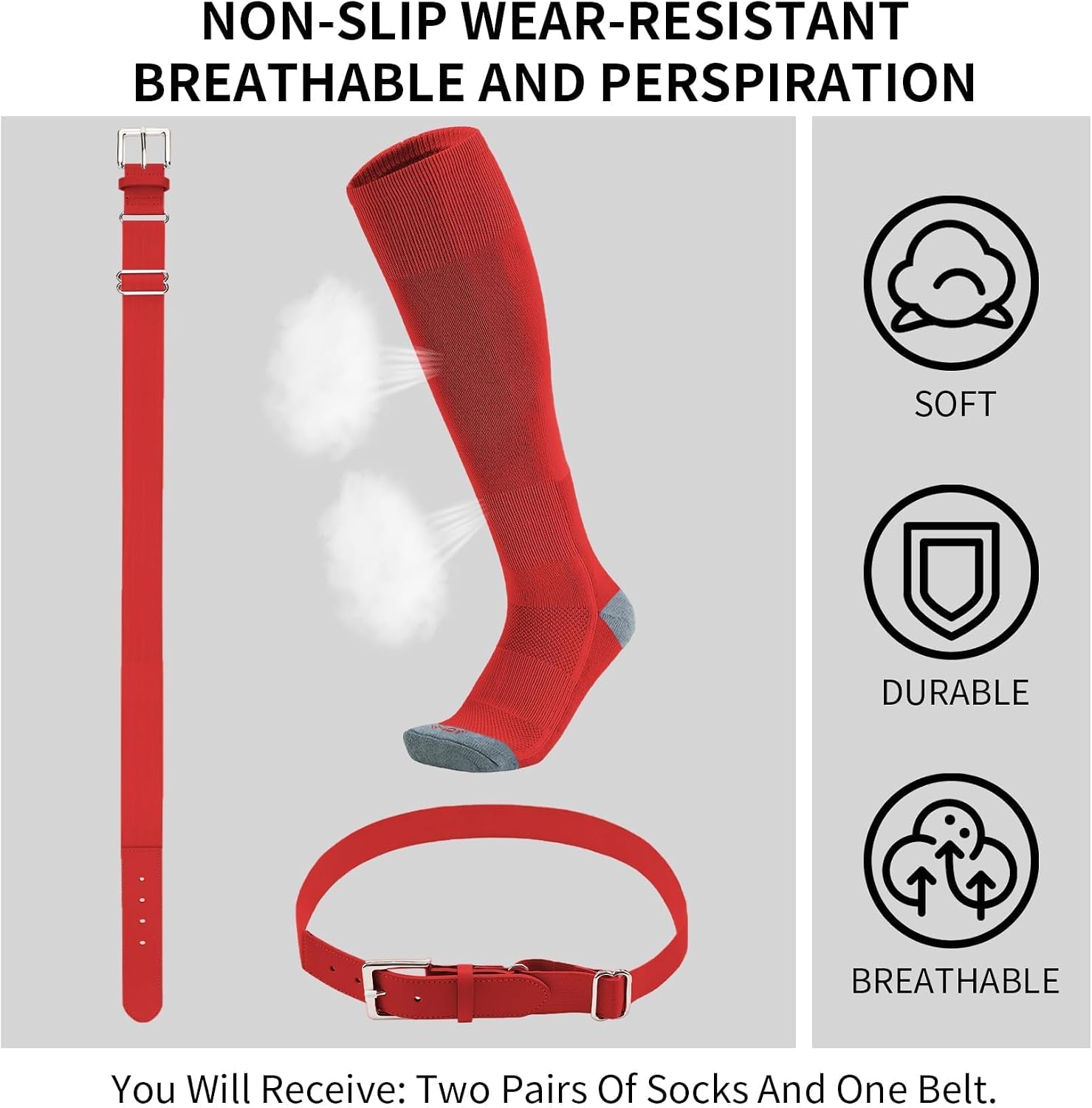 Thumbnail 1 de QBK 2-16Y Toddler Baseball Socks Belt Combo