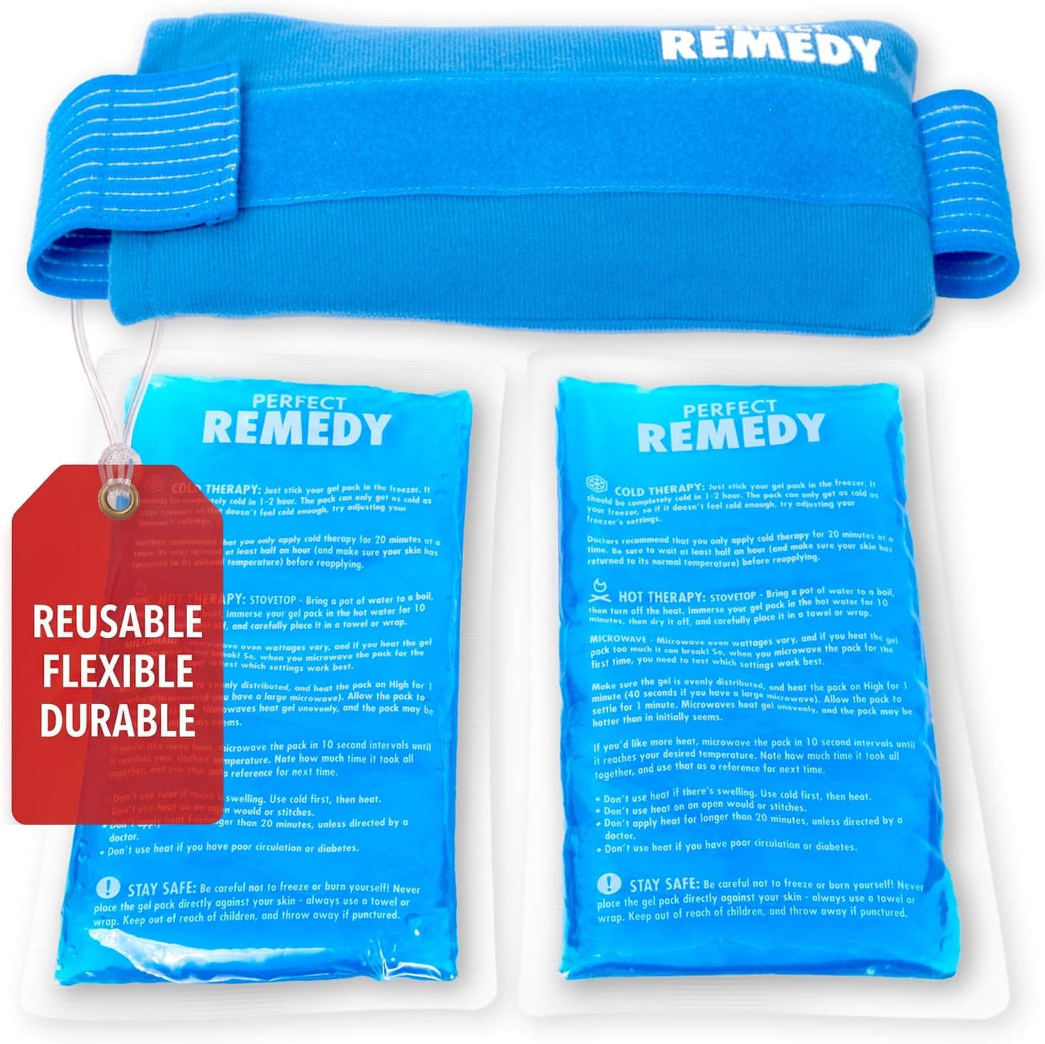 Detalle de Perfect Remedy 2-Pack Hot and Cold Gel Packs with Adjustable Strap Cover