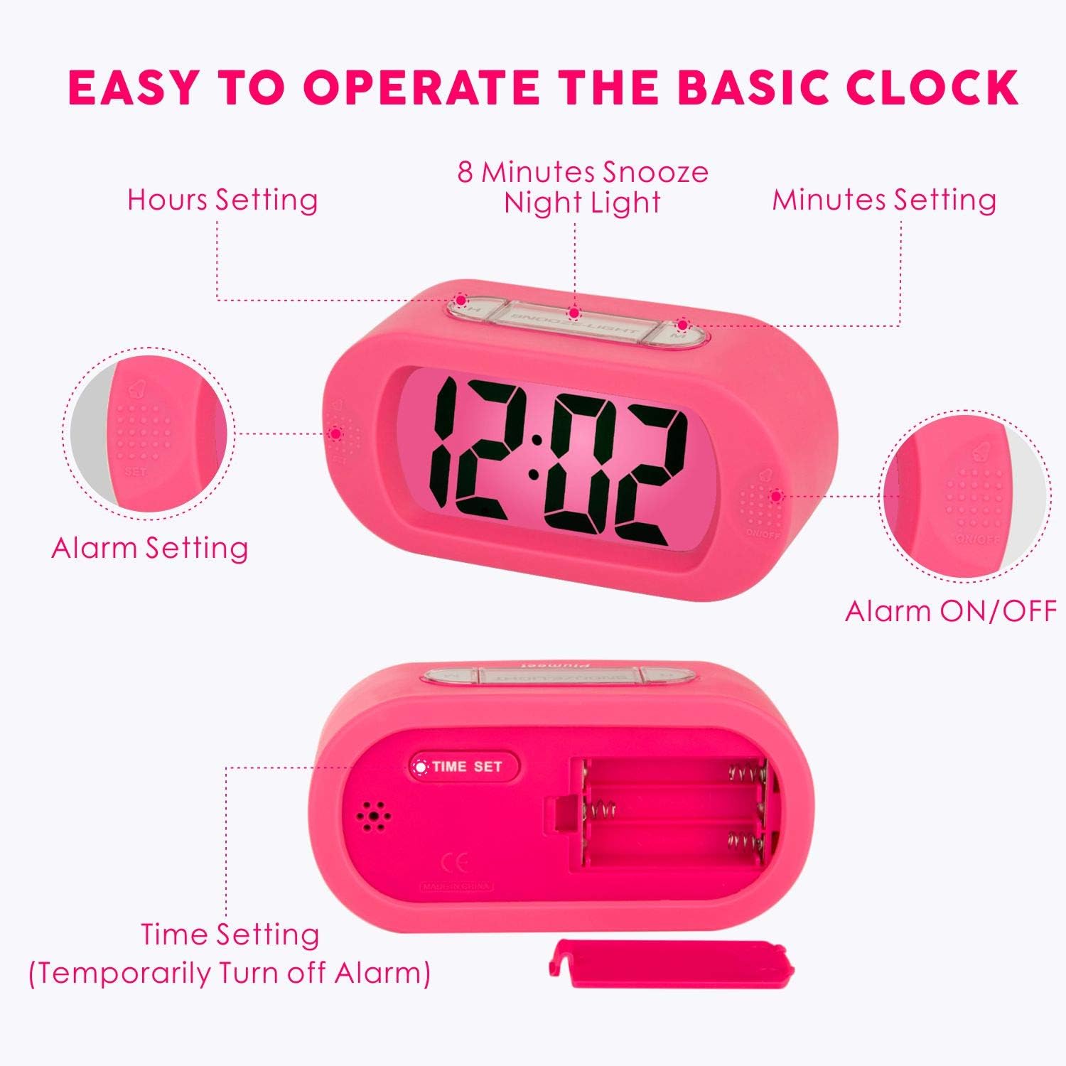 Detalle de Plumeet digital alarm clock, snooze, 1.5V
