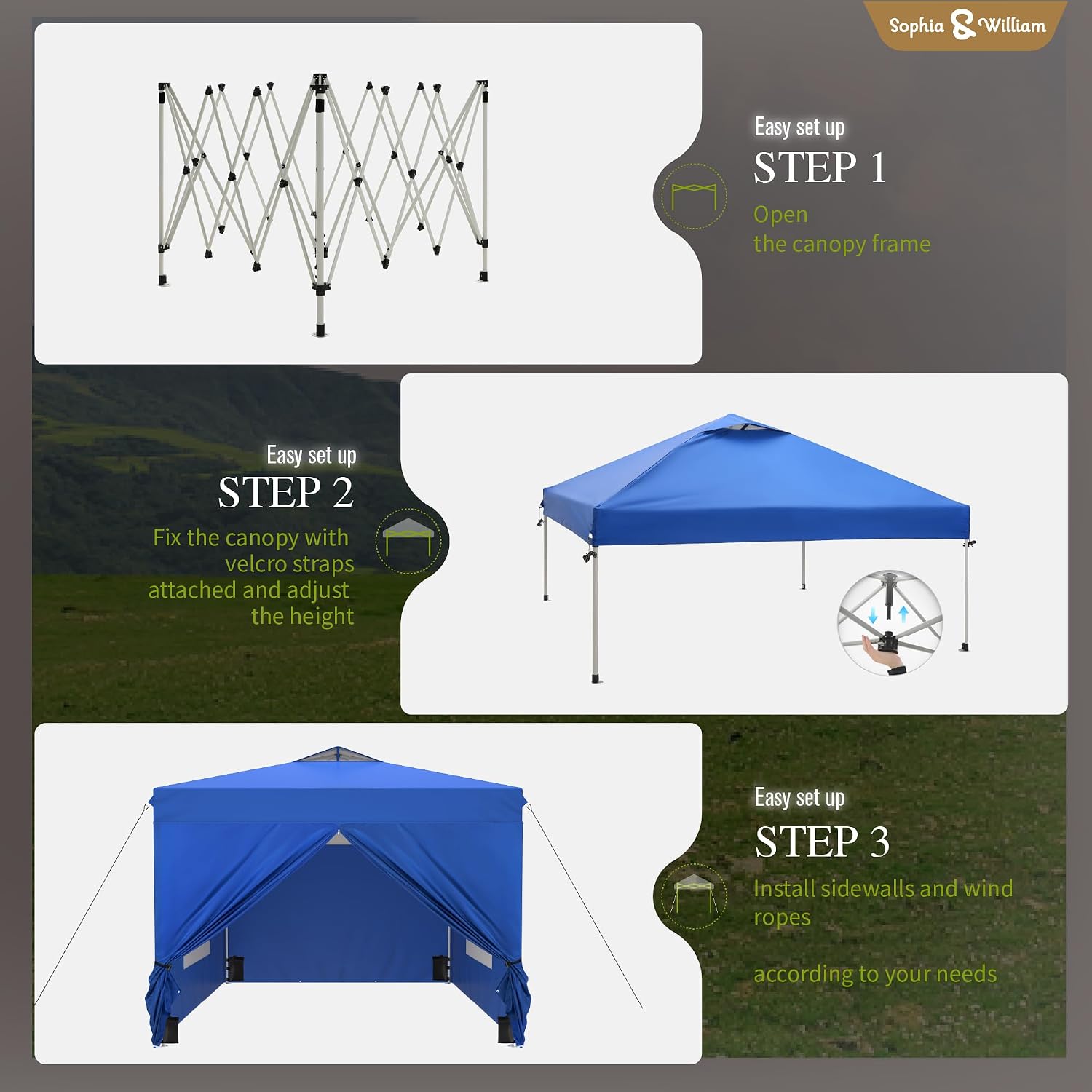 Detalle 2 de Sophia & William Pop-Up Canopy Tent 10x10