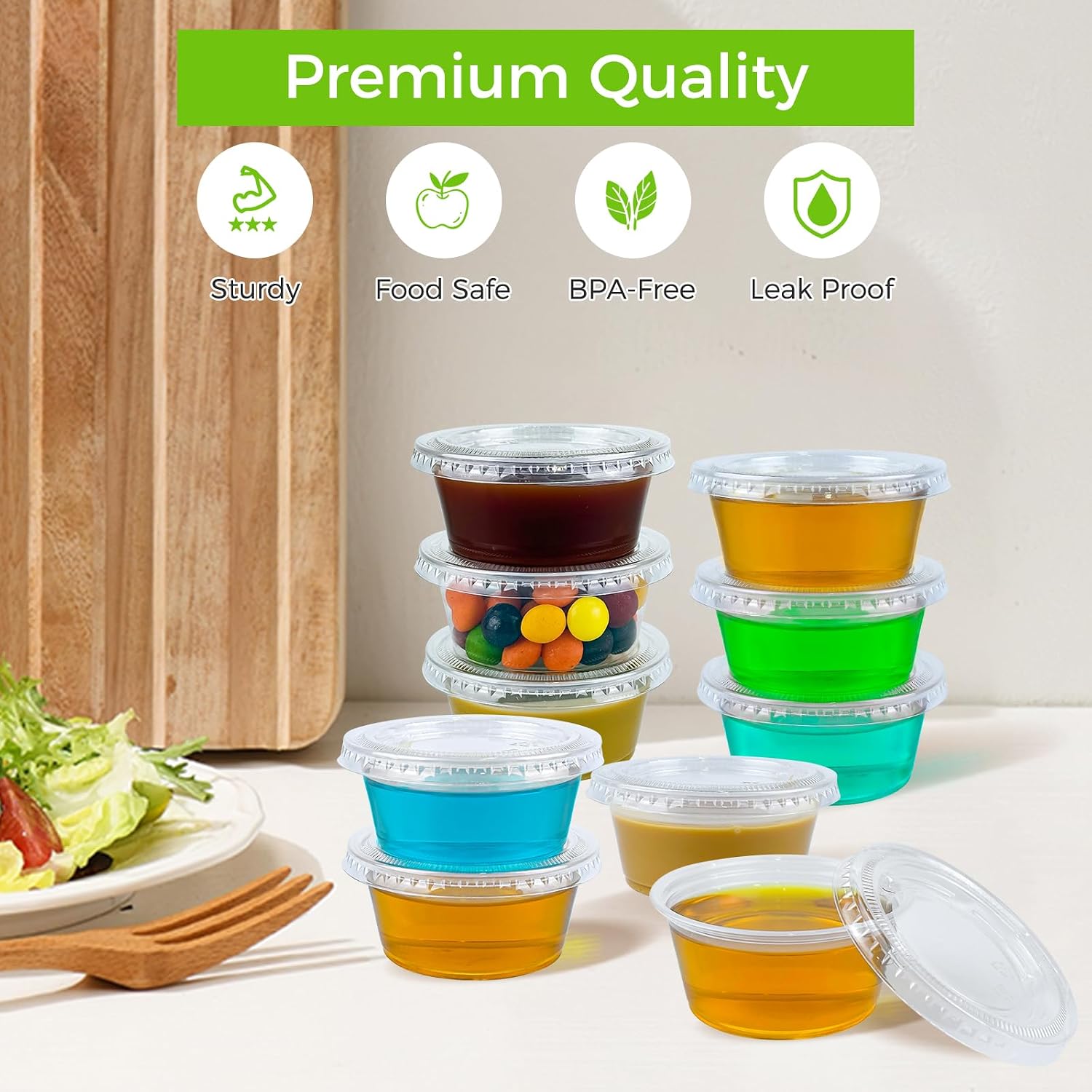 Detalle de Dealusy 360 Set 3.25 oz Jello Shot Cups with Lids (360-pack)