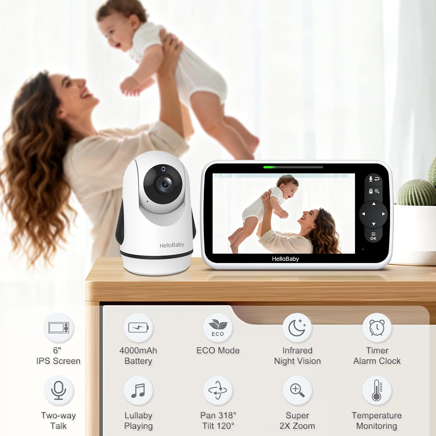 Thumbnail 1 de HelloBaby 6-Inch Video Baby Monitor