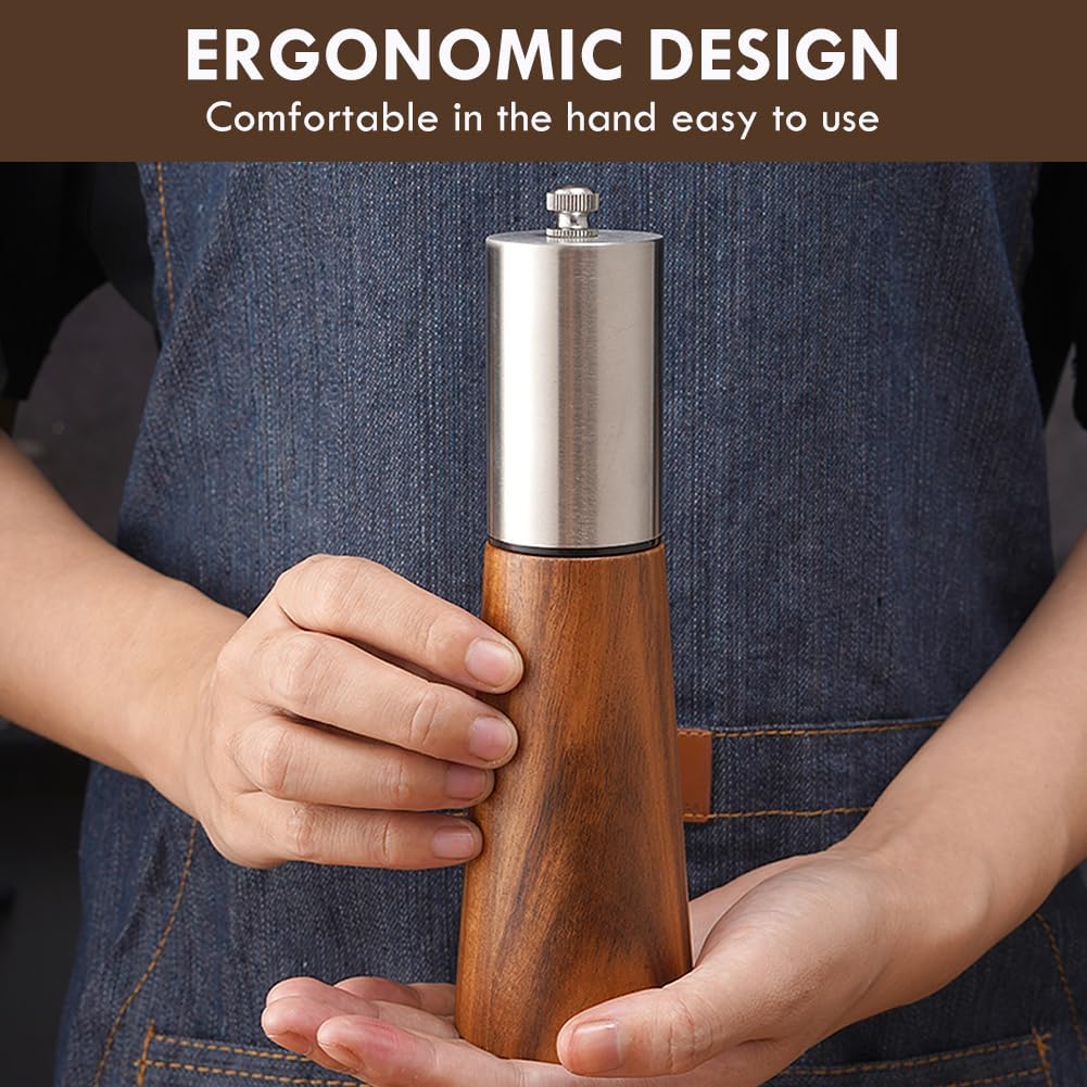 Thumbnail 2 de Pepper and Salt Grinder – Adjustable Manual Ceramic Grinder in a Durable Wooden Pepper Mill