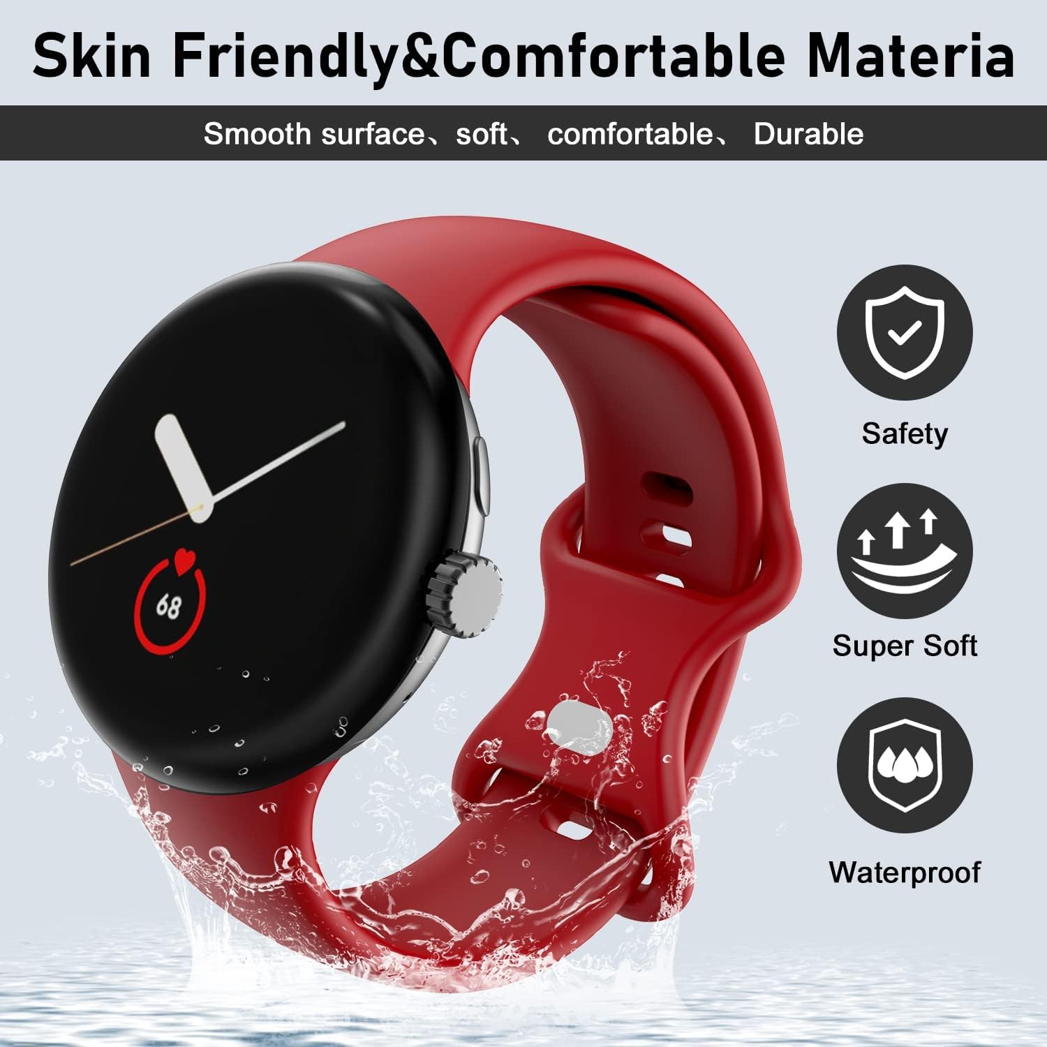 Detalle de OVERSTEP Soft Silicone Replacement Band for Google Pixel Watch (2022 & Pixel Watch 2)