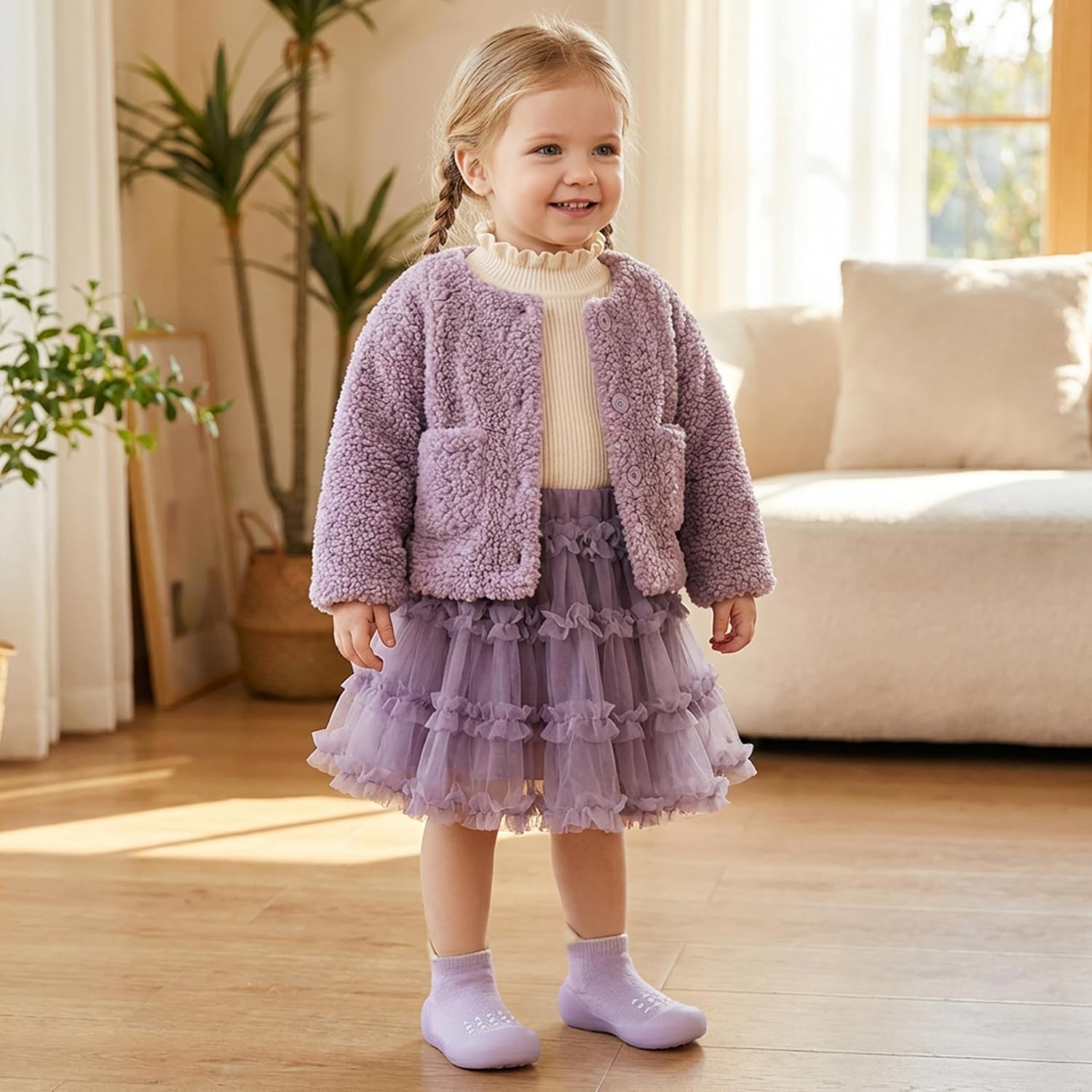 Thumbnail 1 de Hstyle Baby Sock Shoes Toddler Walking Shoes with Non-Slip Rubber Sole