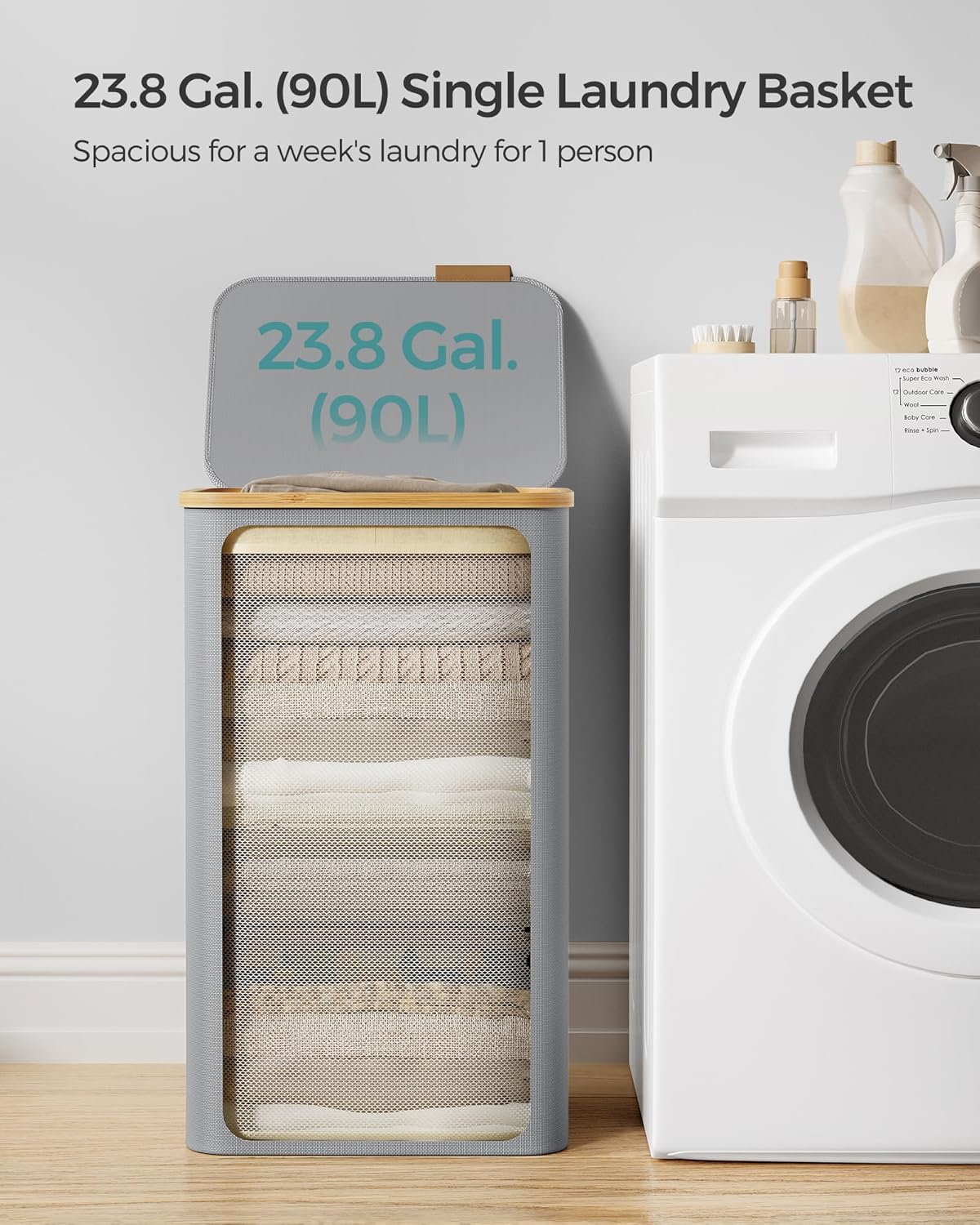 Thumbnail 2 de SONGMICS LCB509G01 90L laundry basket with lid