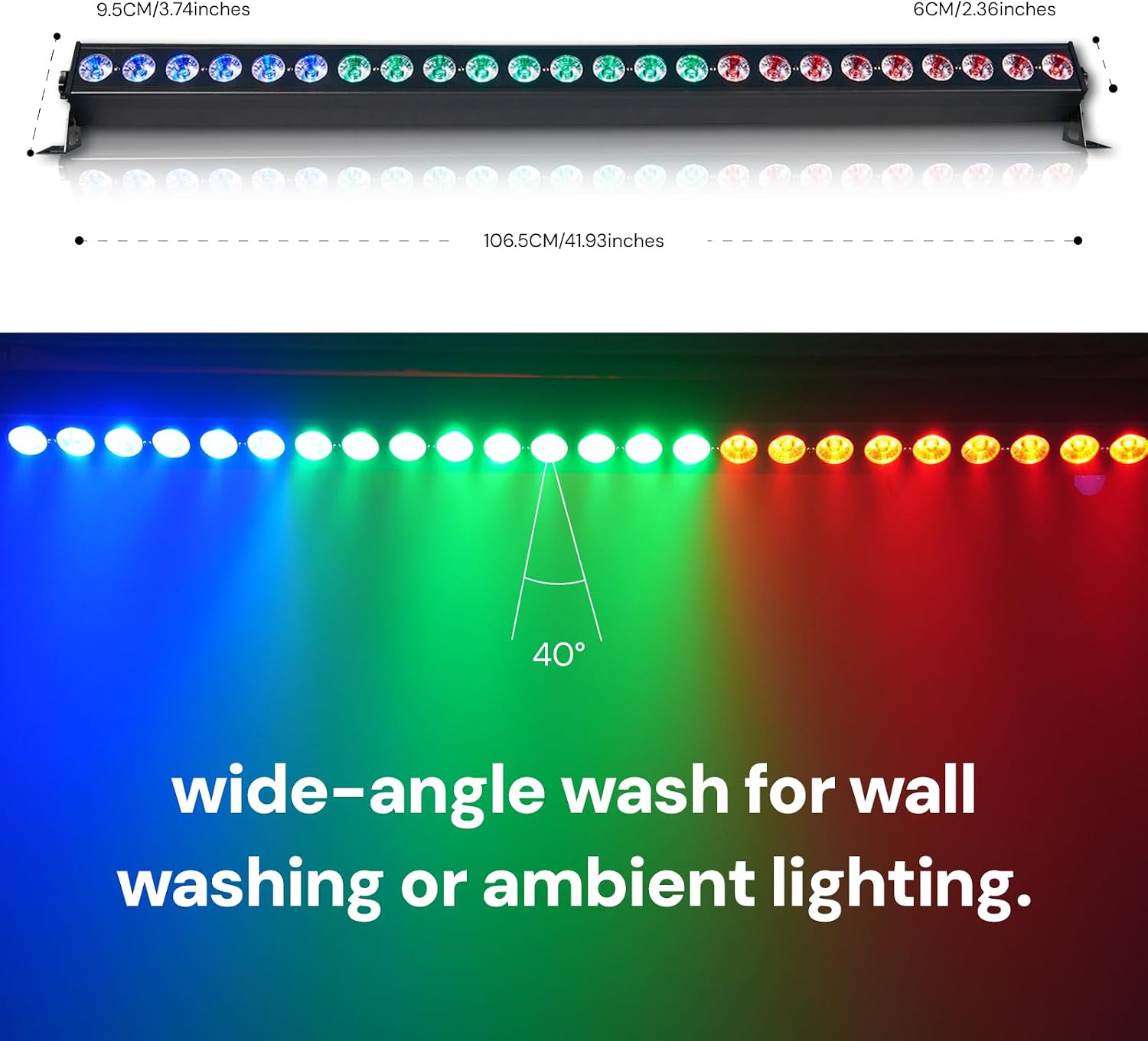 Detalle 2 de XFALIGHTS XWASH-24 RGBW LED Stage Light Bar with DMX and 8-Zone Control