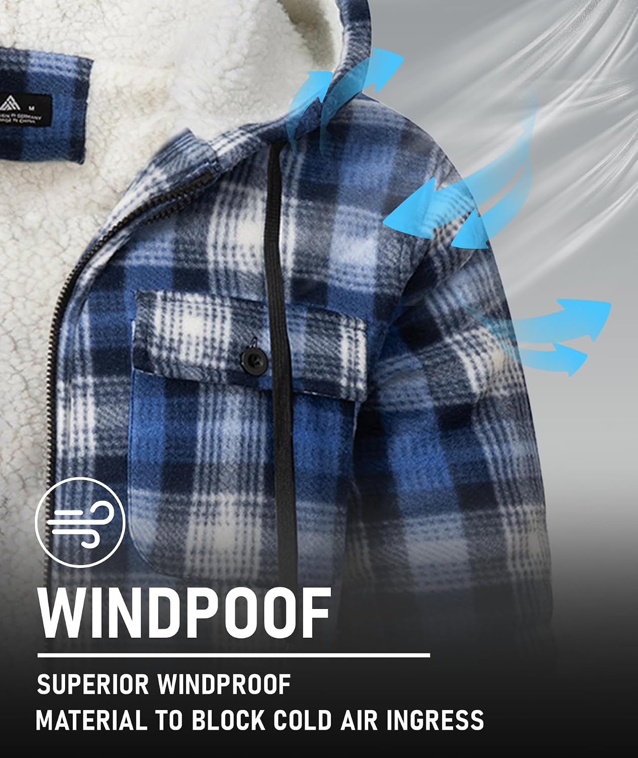 Detalle de GEEK LIGHTING Men's Flannel Jacket, Sherpa-Lined