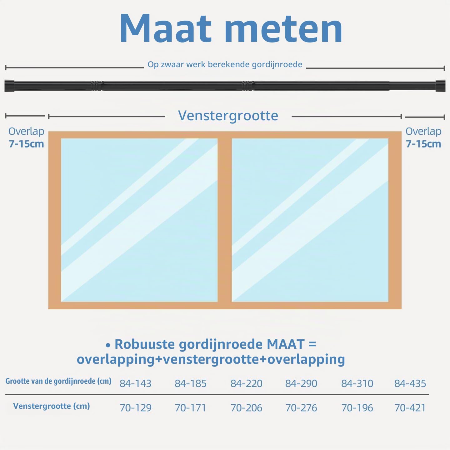 Detalle 2 de Rod&Trikin N04-8091-9 uitschuifbare gordijnroede, wit, 62–168 cm