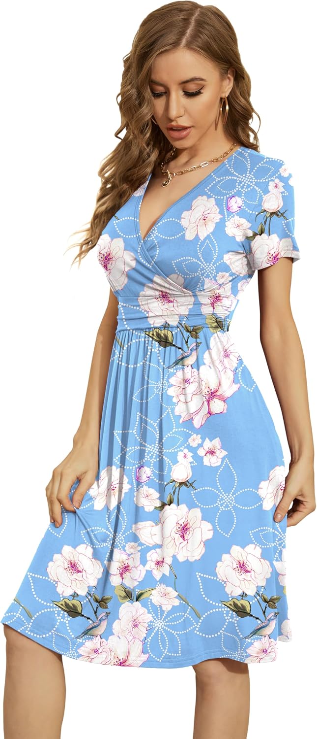 Detalle 2 de WEACZZY Women's V-Neck Floral Dress