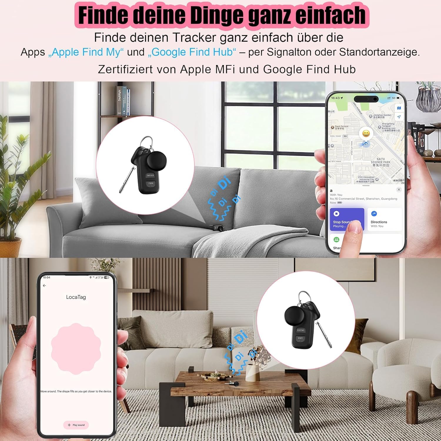 Detalle de 2026 Air Tracker SmartTags – 4er-Pack für Android & iOS (Dual-System)