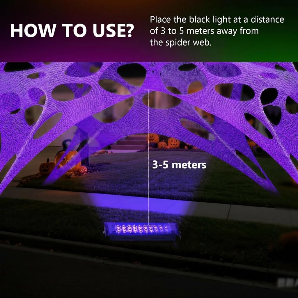 Detalle 2 de wymulot zise 1 Purple Glow-in-the-Dark Spider Web with Black Light