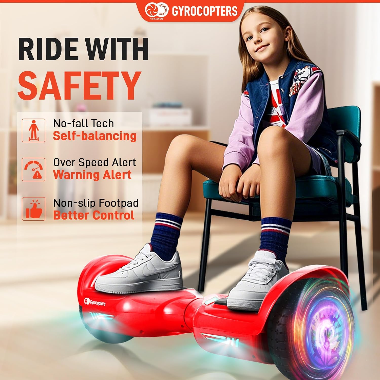 Thumbnail 2 de Gyrocopters Prime Hoverboard with 6.5-inch LED Wheels, 300W Motor and UL 2272 Certification