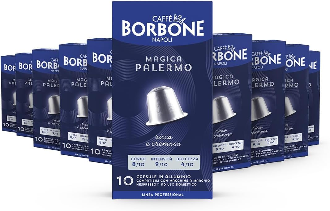 Detalle de Caffè Borbone Miscela Magica Palermo – 100 capsule in alluminio compatibili Nespresso® per macchine domestiche