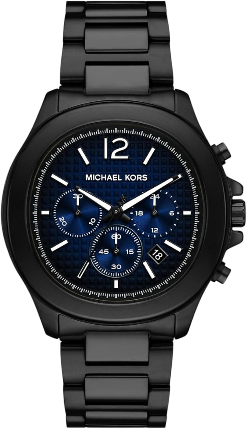 Detalle de Michael Kors Sage da uomo: cronografo al quarzo, cassa 44 mm e cinturino in acciaio