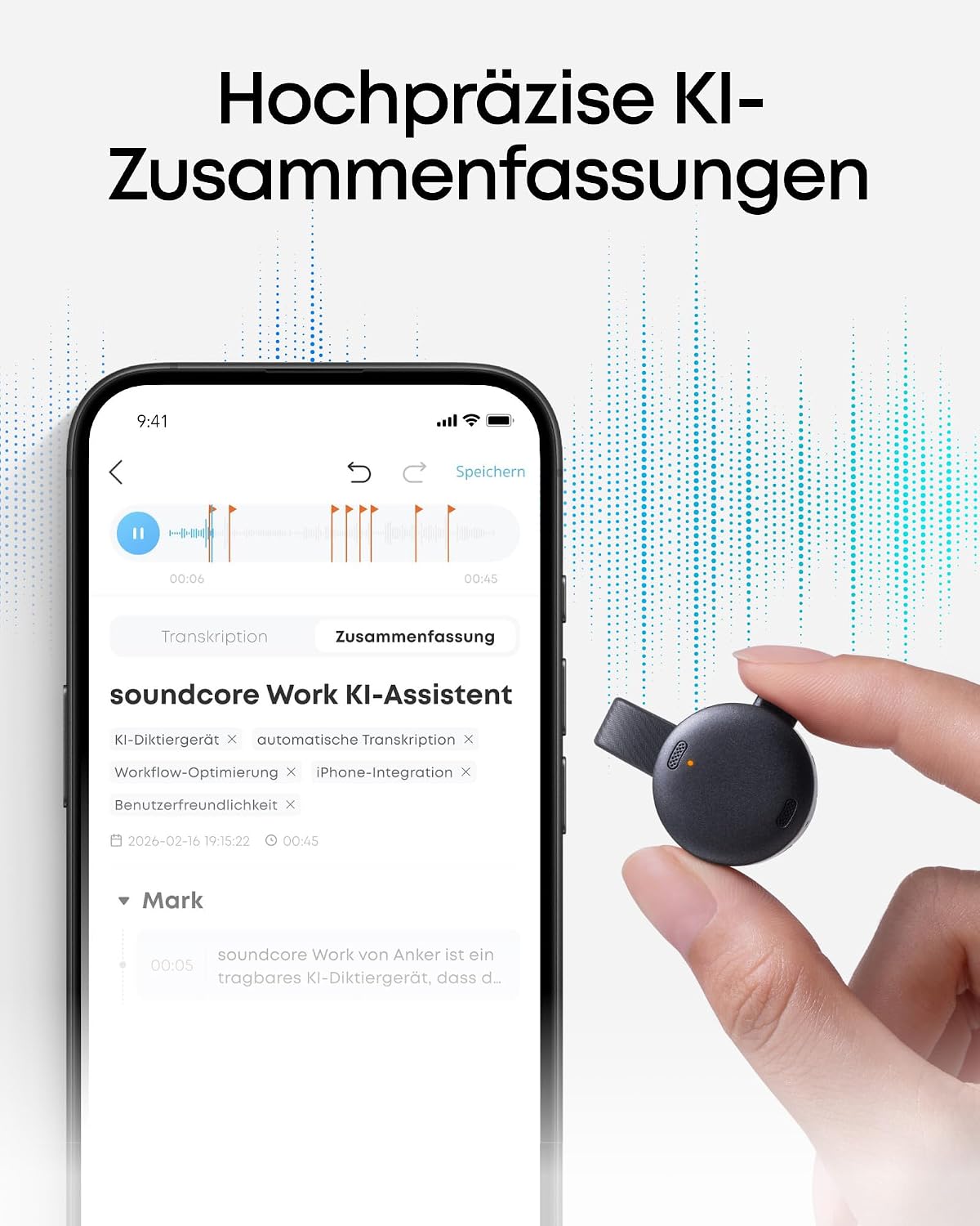 Detalle 2 de soundcore Work by Anker Voice Recorder 1200 Min