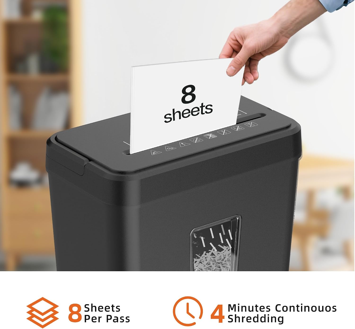 Detalle 2 de Locksworth AZ1693VC Cross-Cut Paper Shredder, P-4, 8-Sheet Capacity