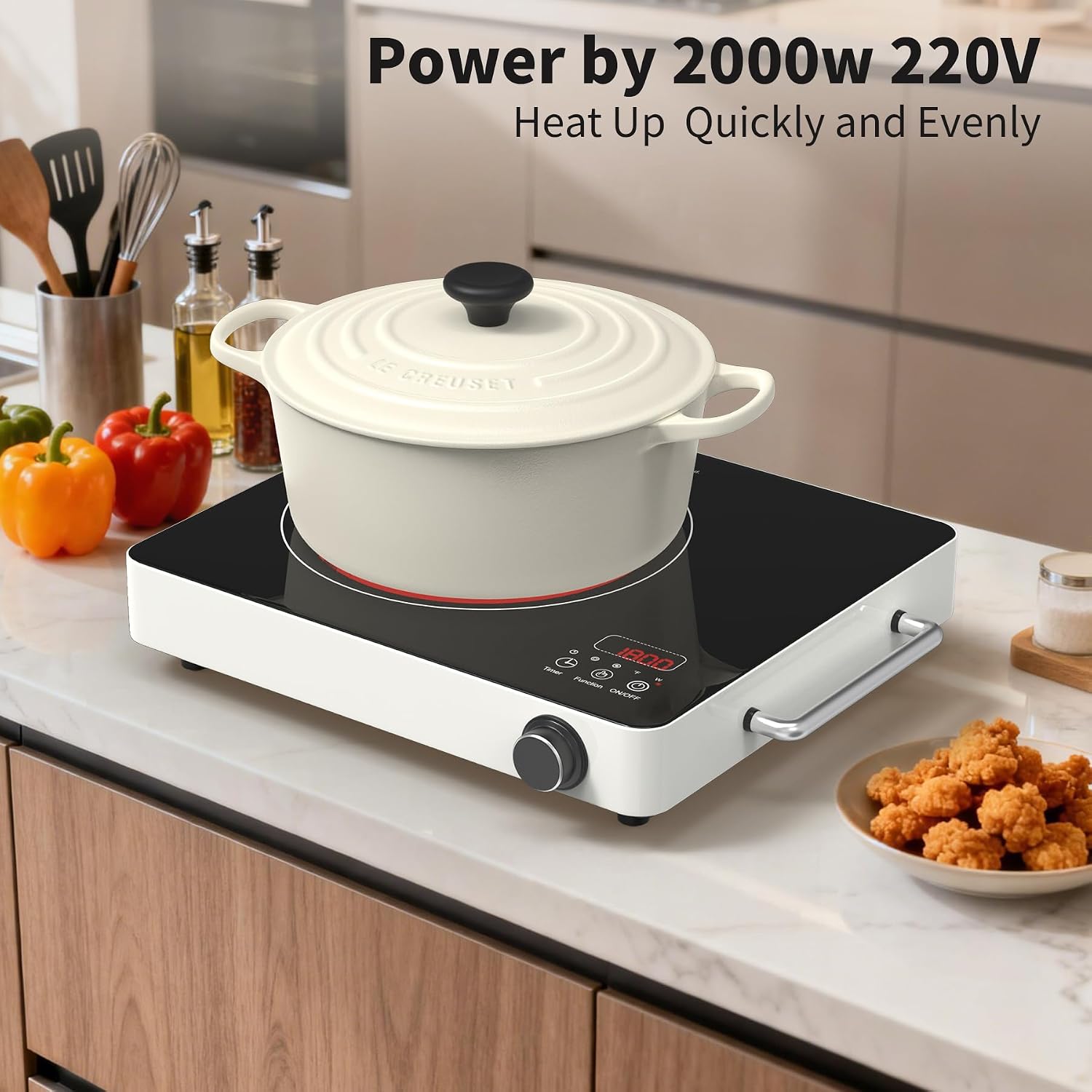 Thumbnail 6 de VBGK Single Electric Hob 220V Touch & Knob Portable Ceramic Cooker (2000W)