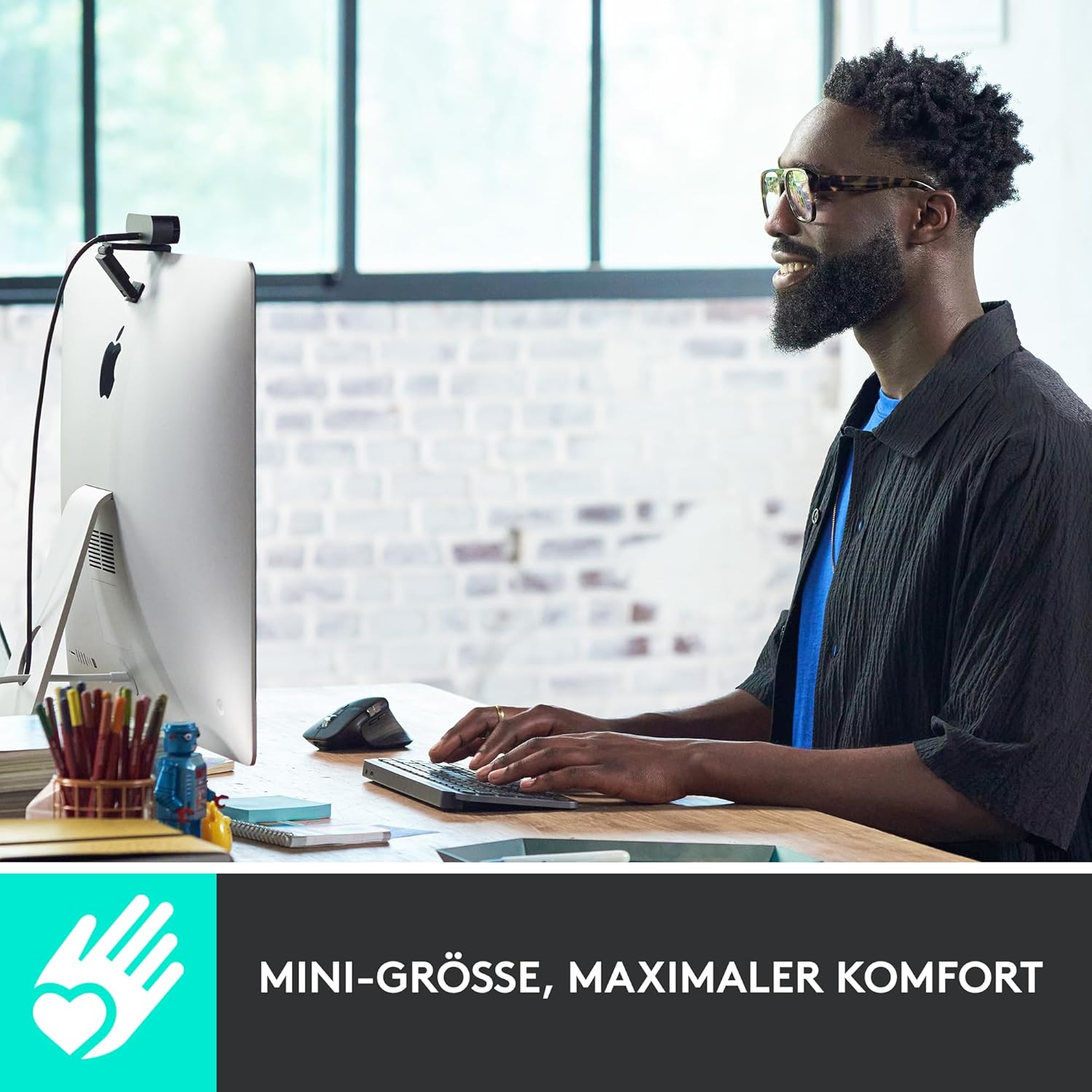 Thumbnail 2 de Logitech MX Keys Mini kabellose Tastatur – kompakt, Bluetooth, Hintergrundbeleuchtung, USB‑C (Hellgrau)