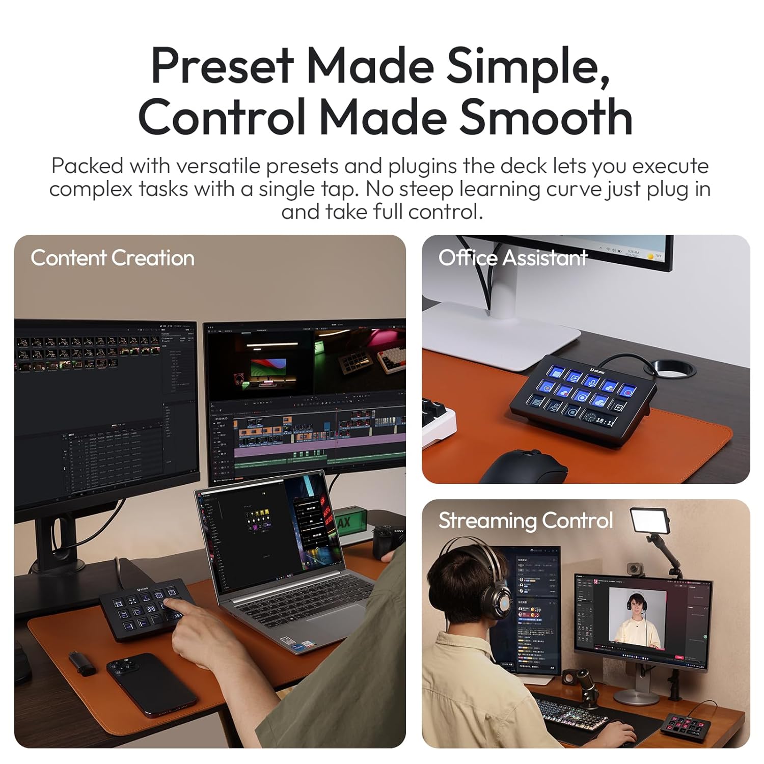 Thumbnail 2 de ULANZI D200H Stream Controller & USB-C Docking Station (14-Key LCD Macro Keyboard)