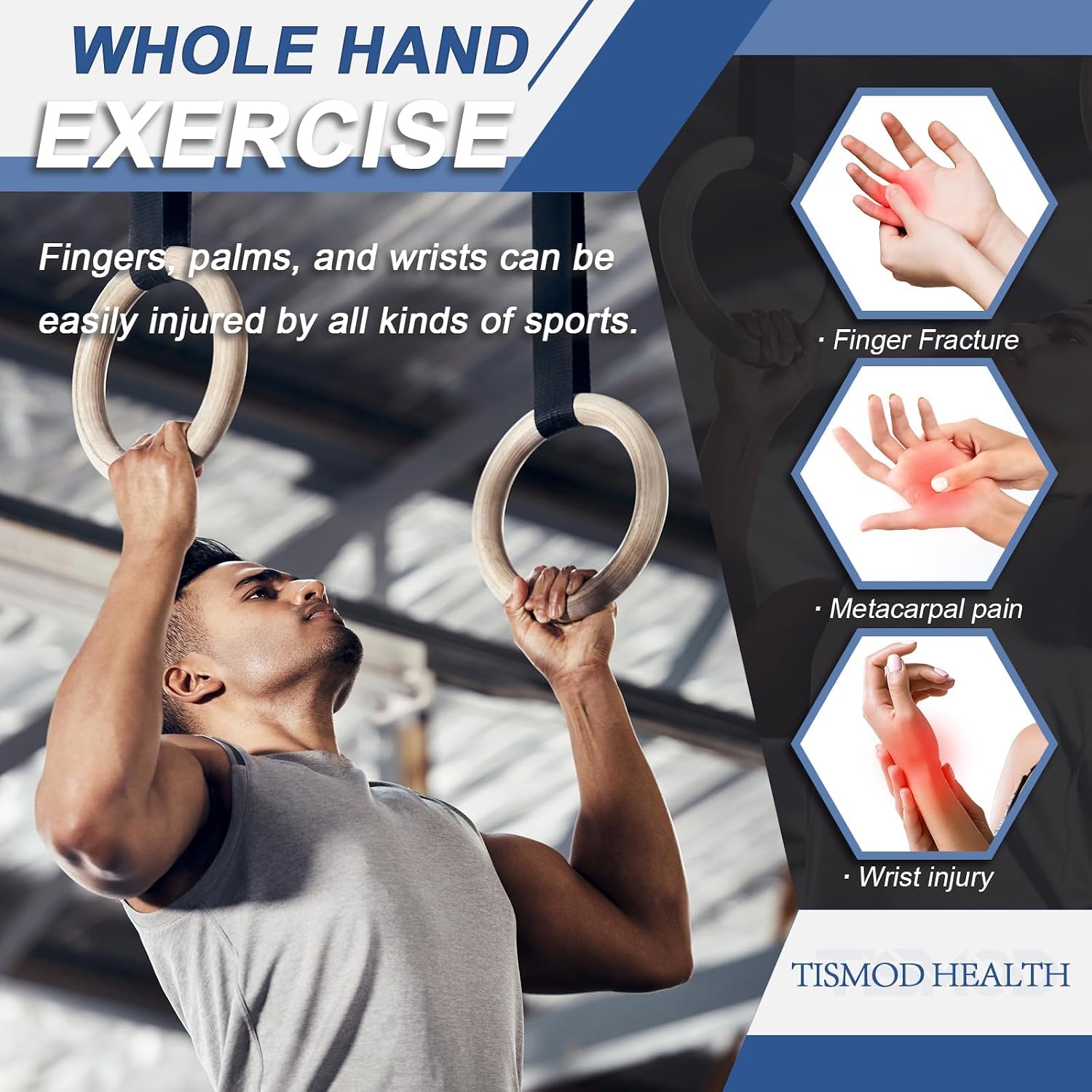 Detalle de TISMOD WB02 Finger Splint for Left Hand, Adjustable Hook-and-Loop Support