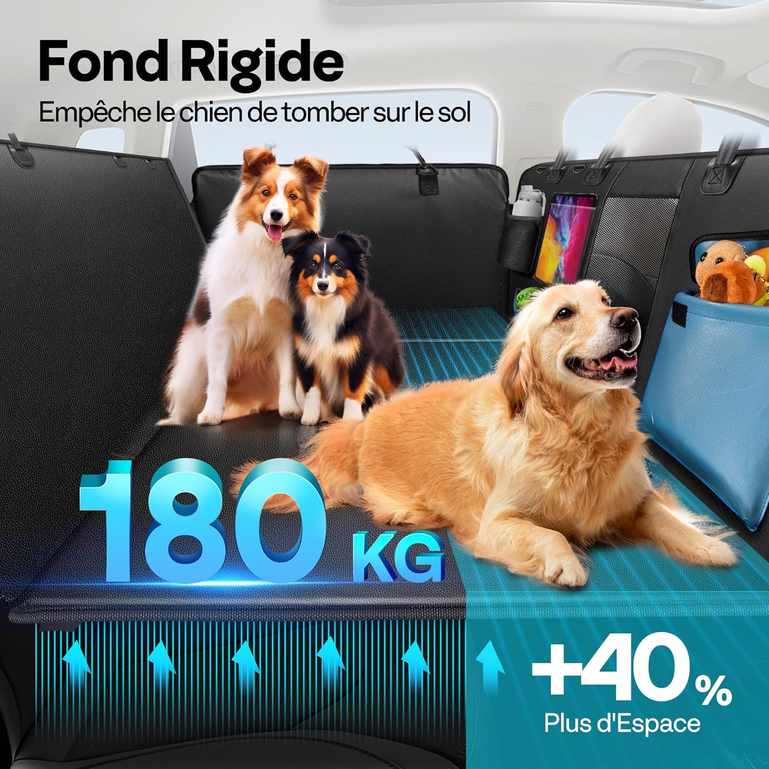 Detalle de MellowMates Couverture pour Chien – Siège arrière SUV et petits camions, protection complète