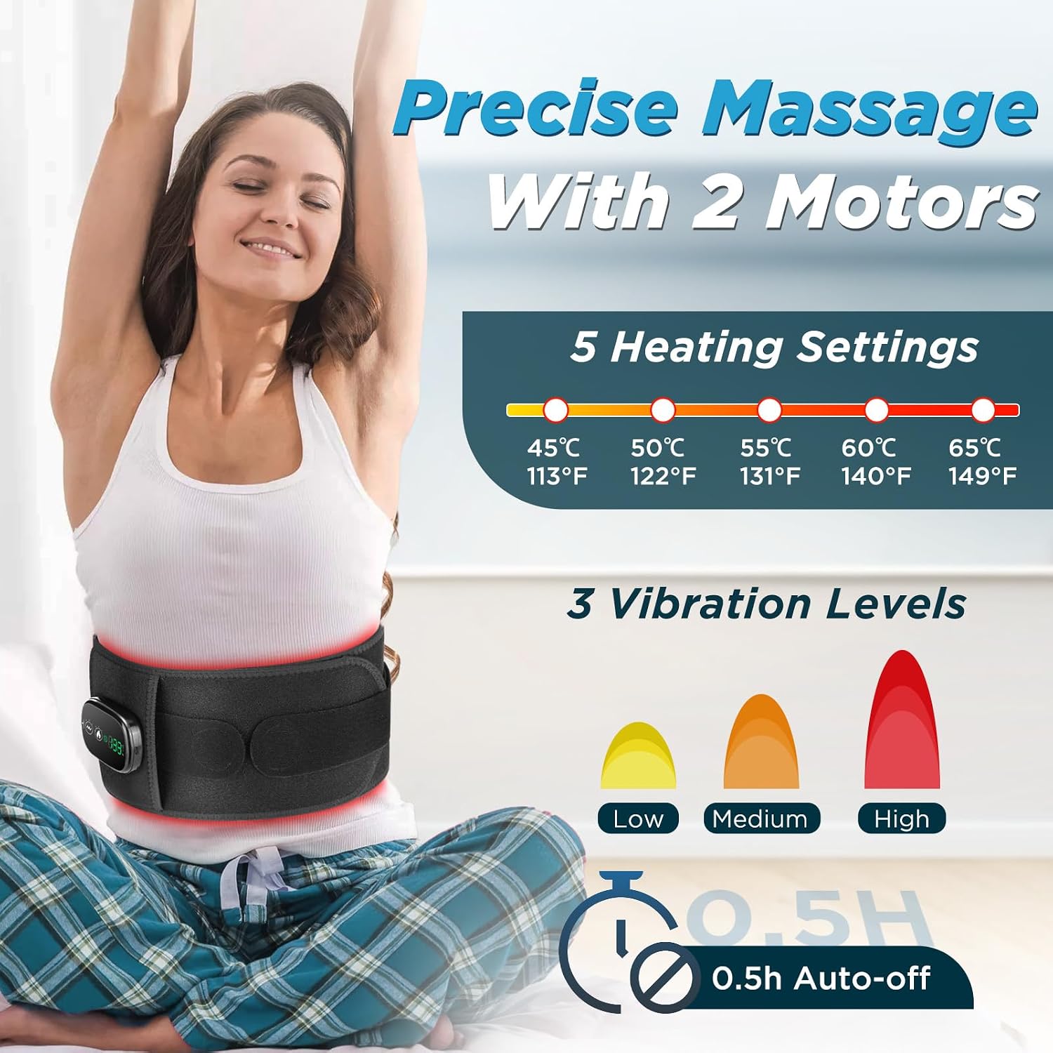Detalle 2 de EDIFOLLY Cordless Heating Pad with Vibration, 5 Heat Levels and Adjustable Belt