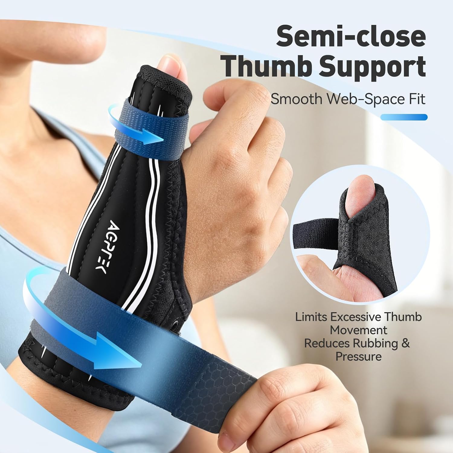 Detalle de AGPTEK APTWB1WL Thumb Wrist Brace, Large, Dual Aluminum Stays