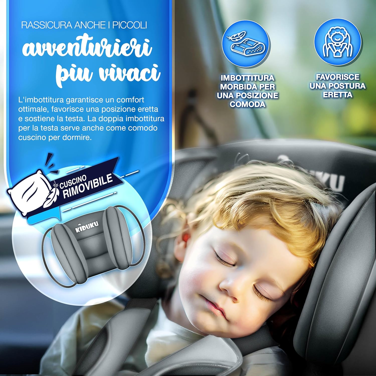 Thumbnail 2 de KIDUKU seggiolino auto con coprisedile universale omologato ECE R129/03 (9-36 kg, grigio)