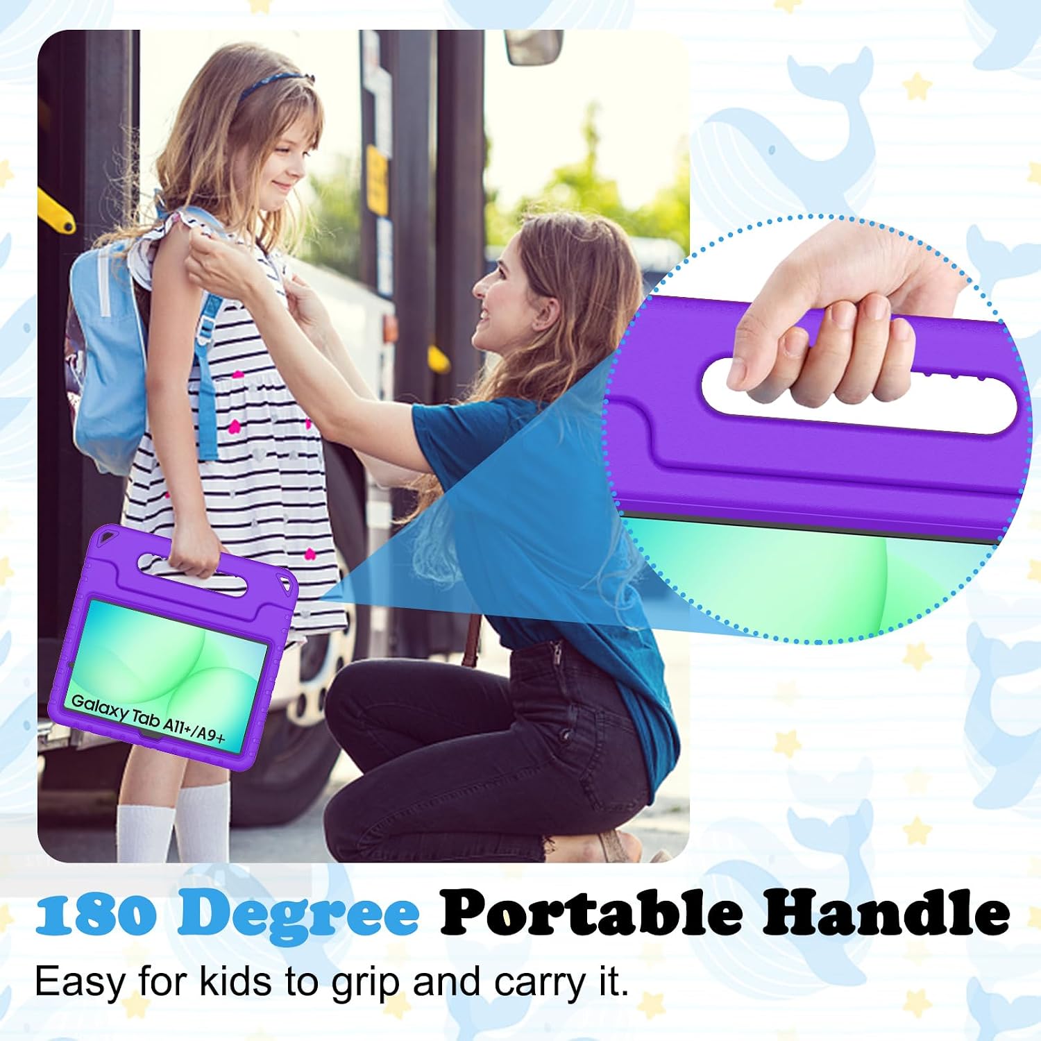 Detalle de TOPWANT Kids Case with Built-in Screen Protector for Samsung Galaxy Tab A11+ / A9+ 11-inch (Purple)