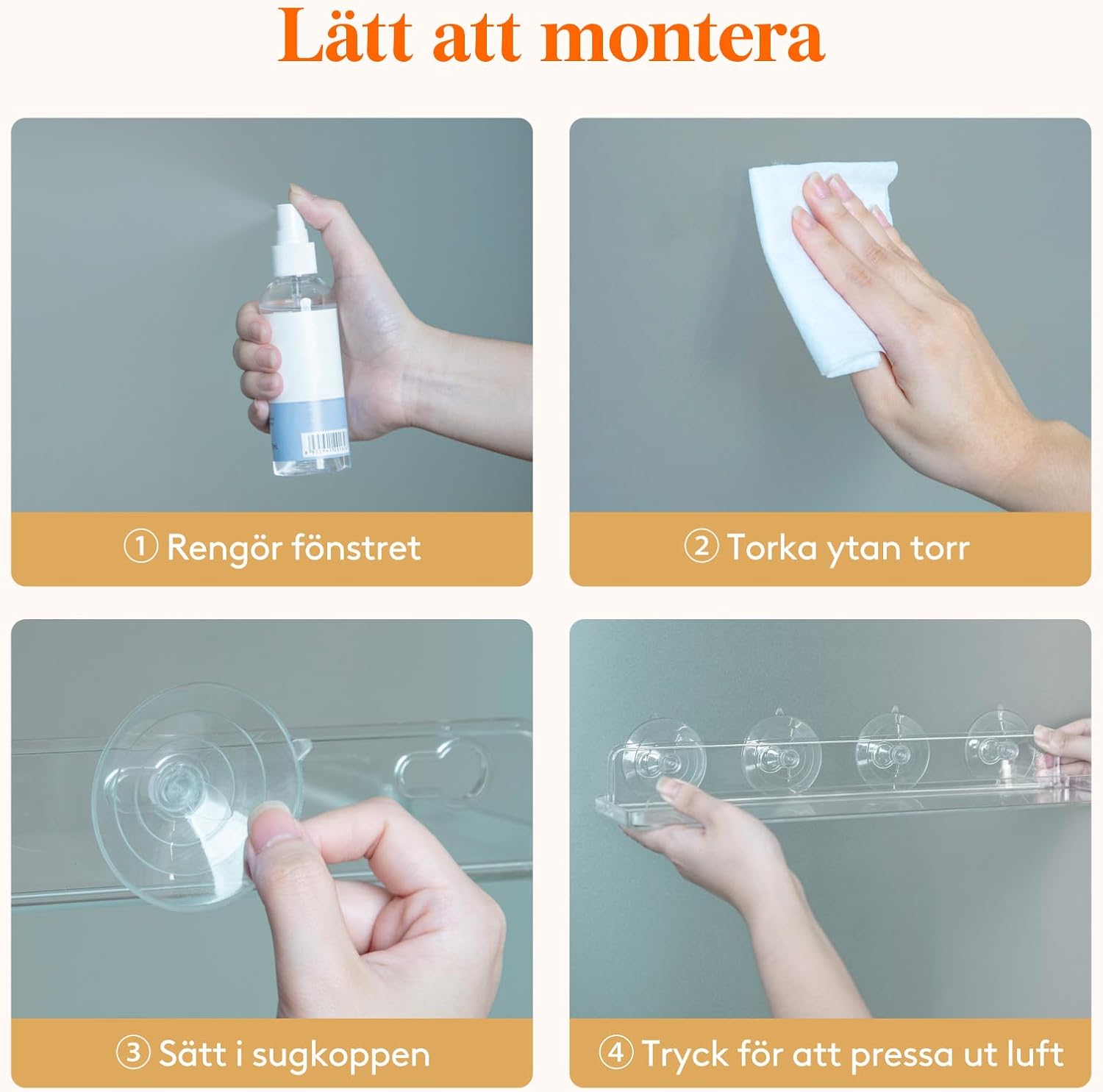 Thumbnail 6 de Lifewit 24126 transparenta fönsterhyllor med sugkoppar, 4-pack